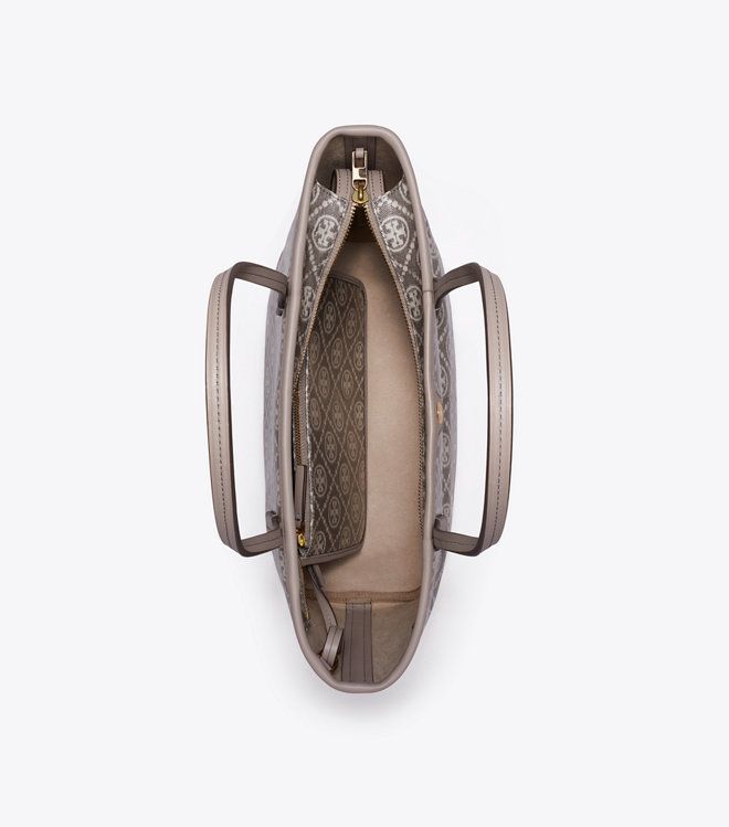 Tory Burch - Túi tote khóa zip T Monogram Jacquard small