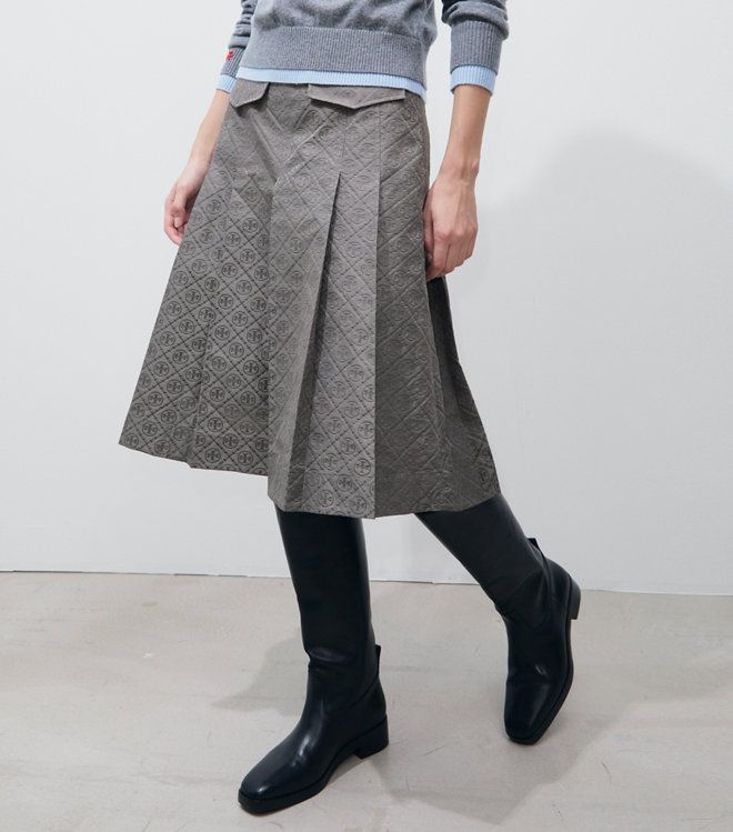 Chân váy xếp ly jacquard T Monogram