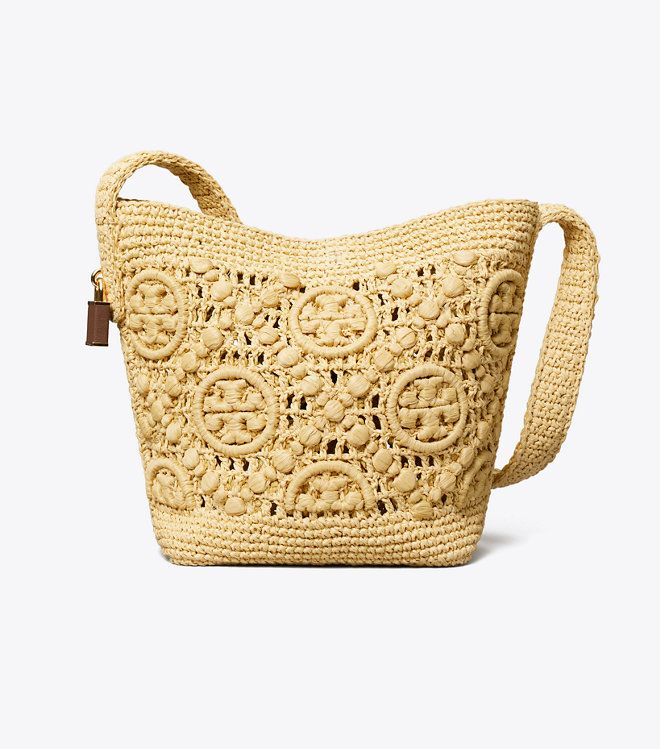 Tory Burch - Túi bucket Lock T Monogram Crochet