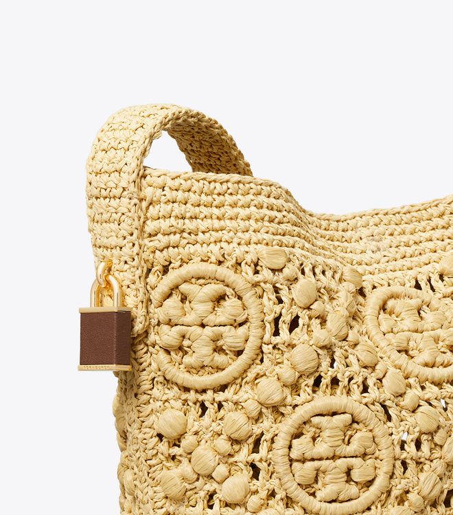 Tory Burch - Túi bucket Lock T Monogram Crochet