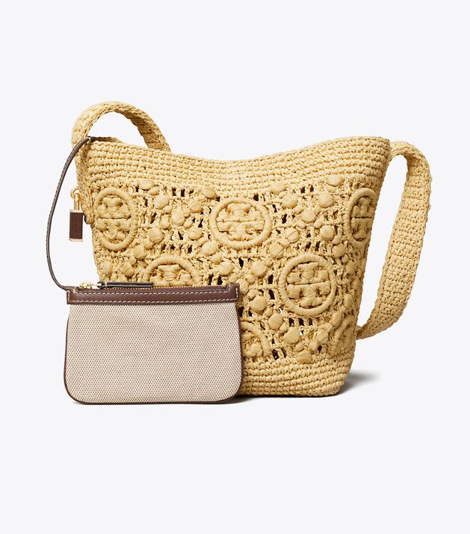 Tory Burch - Túi bucket Lock T Monogram Crochet