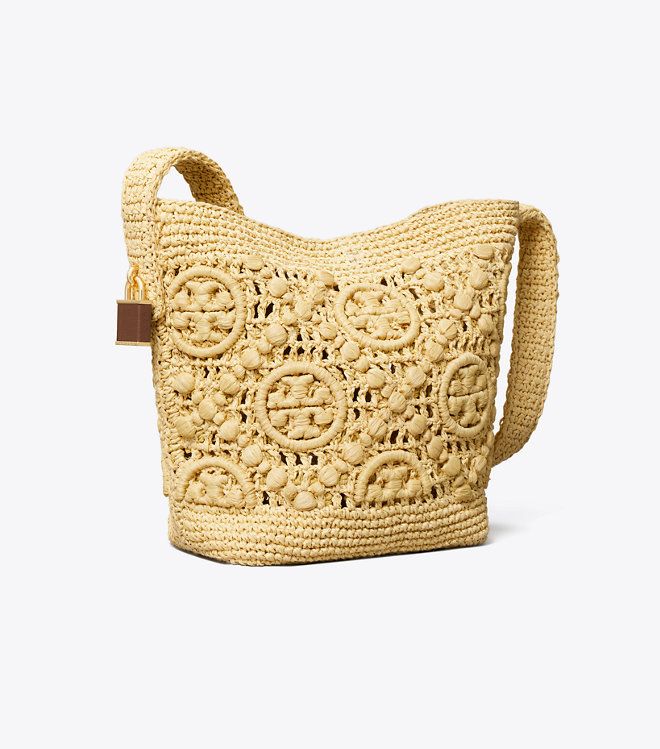 Tory Burch - Túi bucket Lock T Monogram Crochet