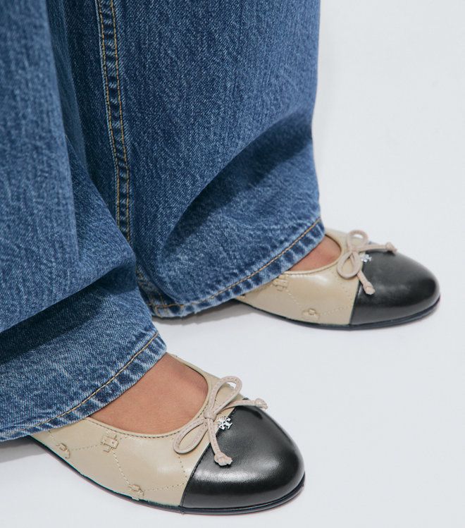 Giày ballet Bunny Knot phối mũi cap-toe