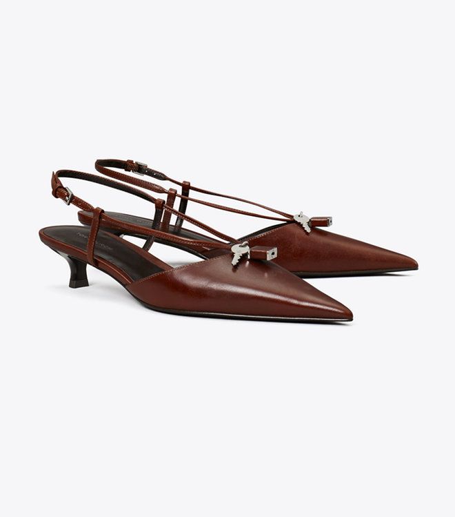 Giày slingback Lock gót thấp