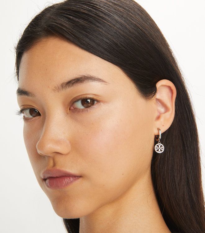 Tory Burch - Khuyên tai Icon Pavé Clip-On Hoop