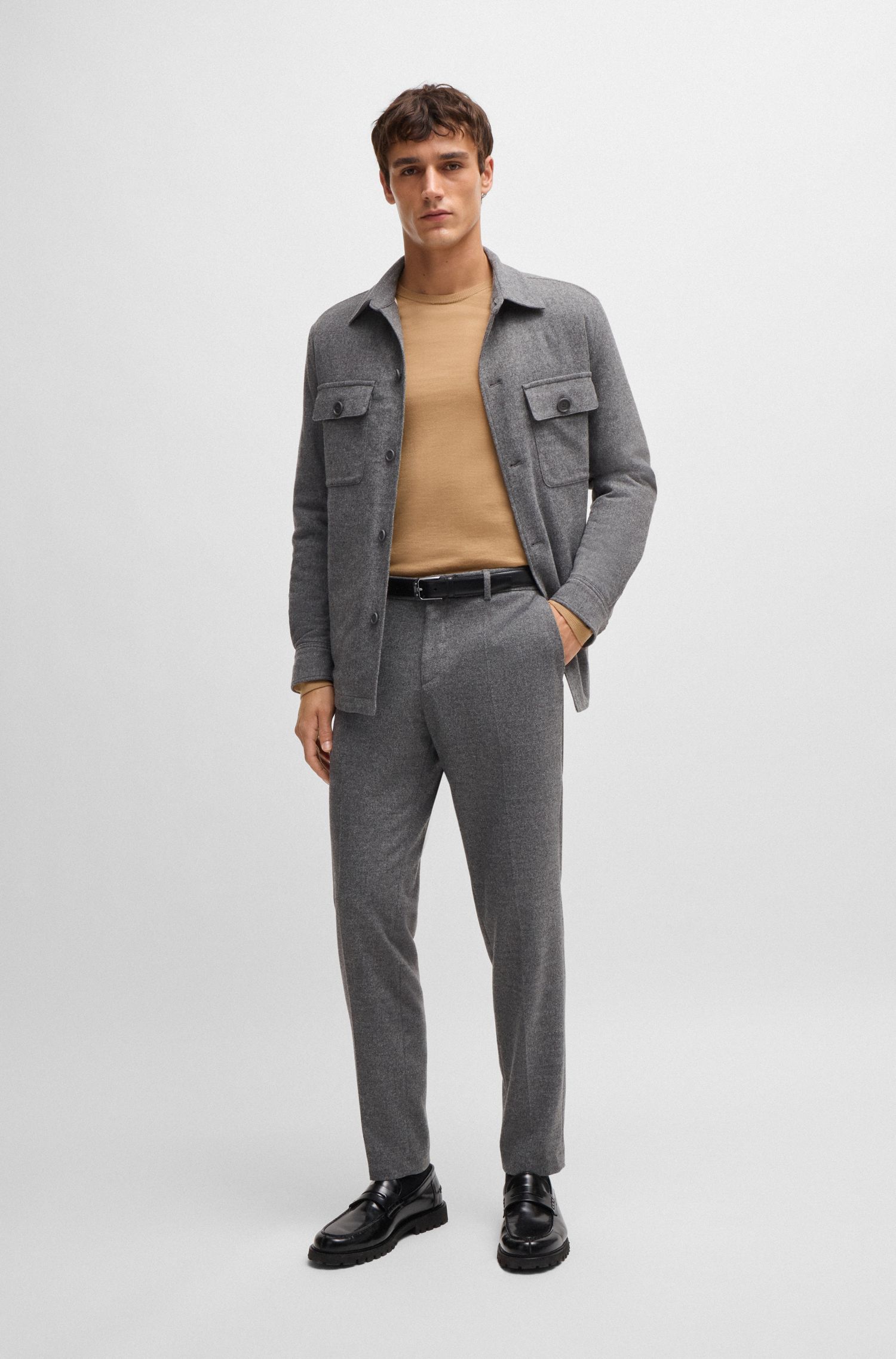 BOSS - Áo sweater slim-fit cổ tròn