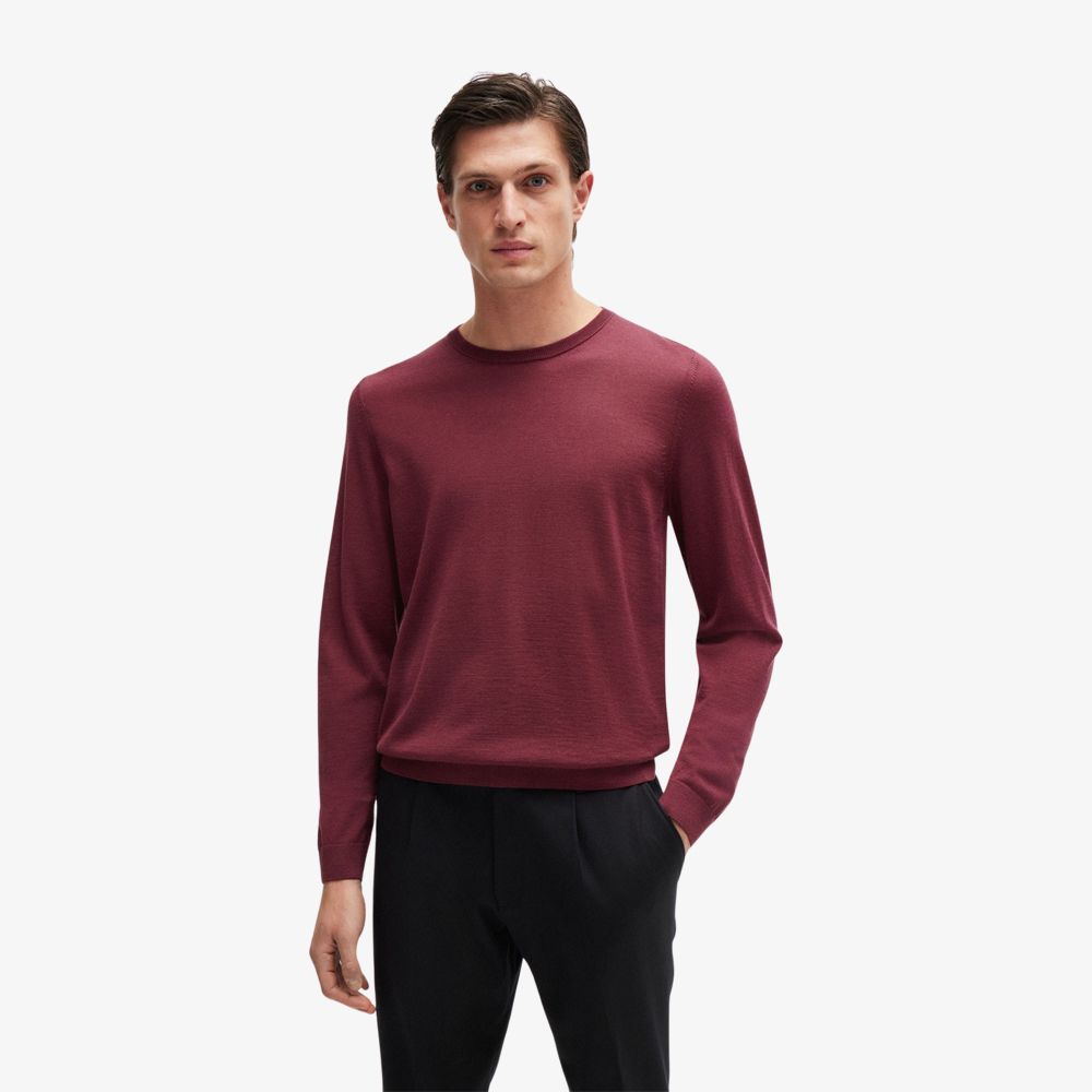 BOSS - Áo sweater slim-fit cổ tròn