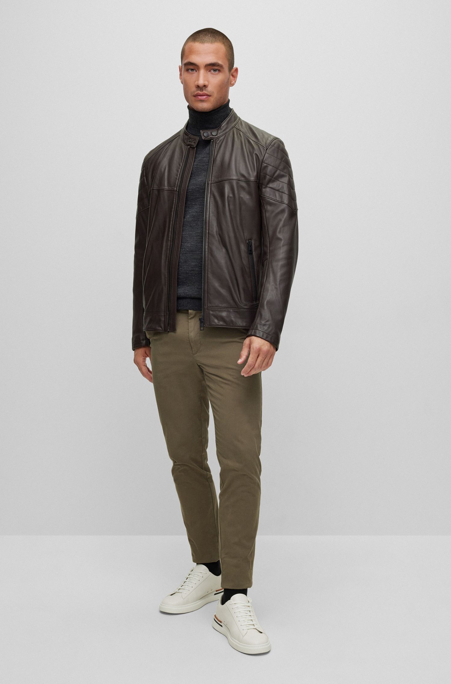 BOSS - Áo sweater dáng slim-fit
