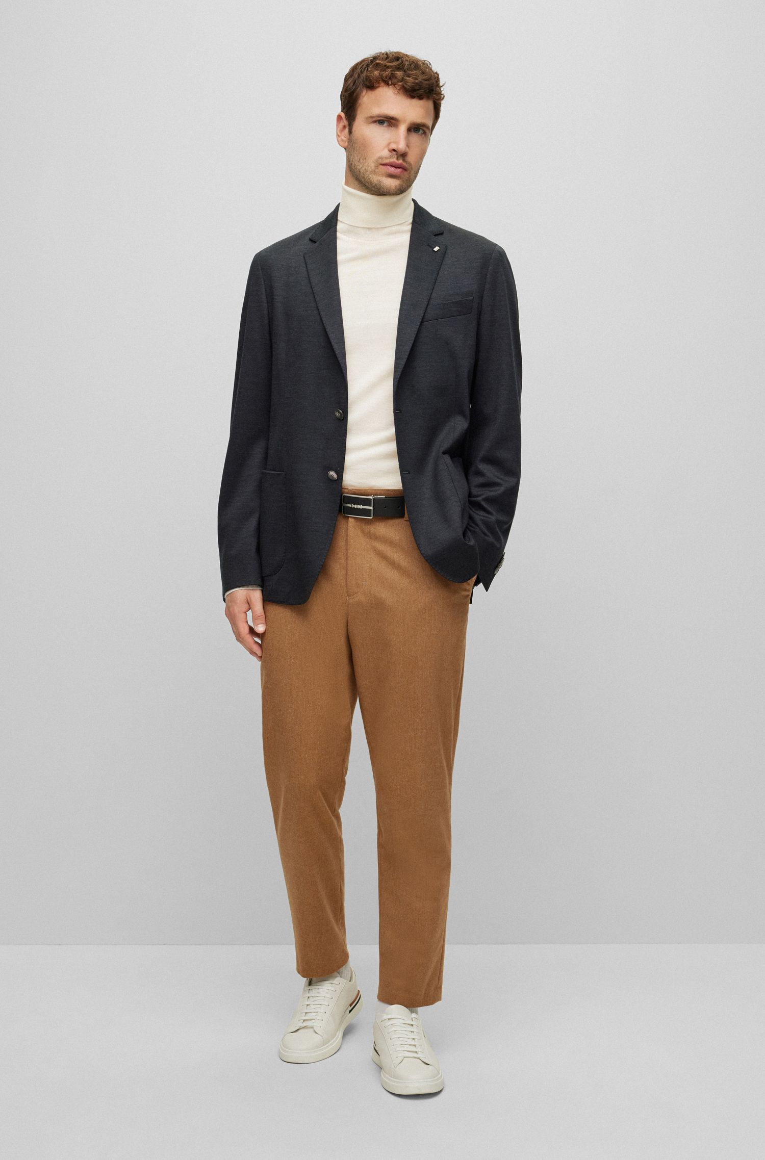 BOSS - Áo sweater dáng slim-fit