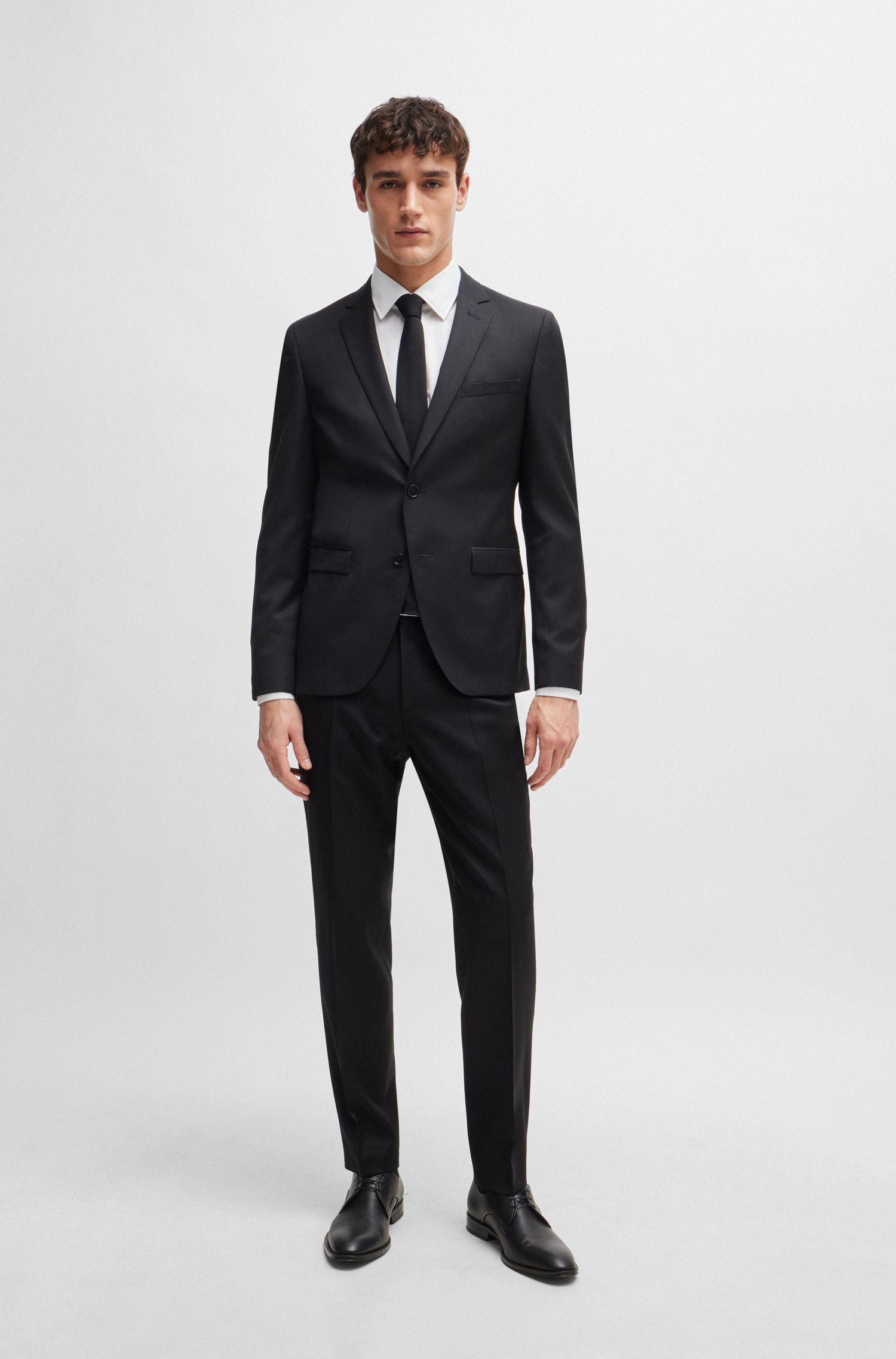BOSS - Áo vest extra-slim-fit từ len nguyên chất
