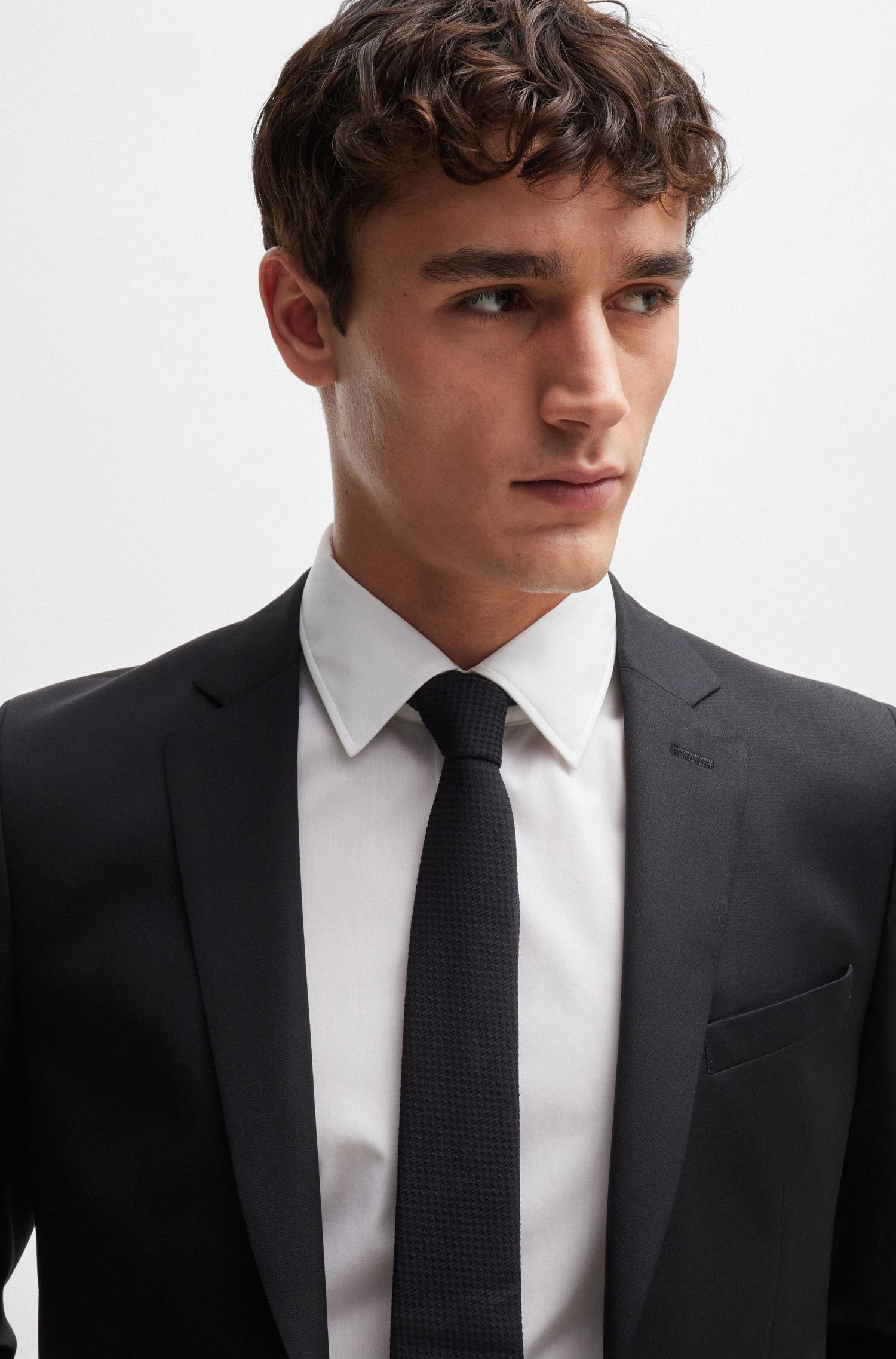 BOSS - Áo vest extra-slim-fit từ len nguyên chất