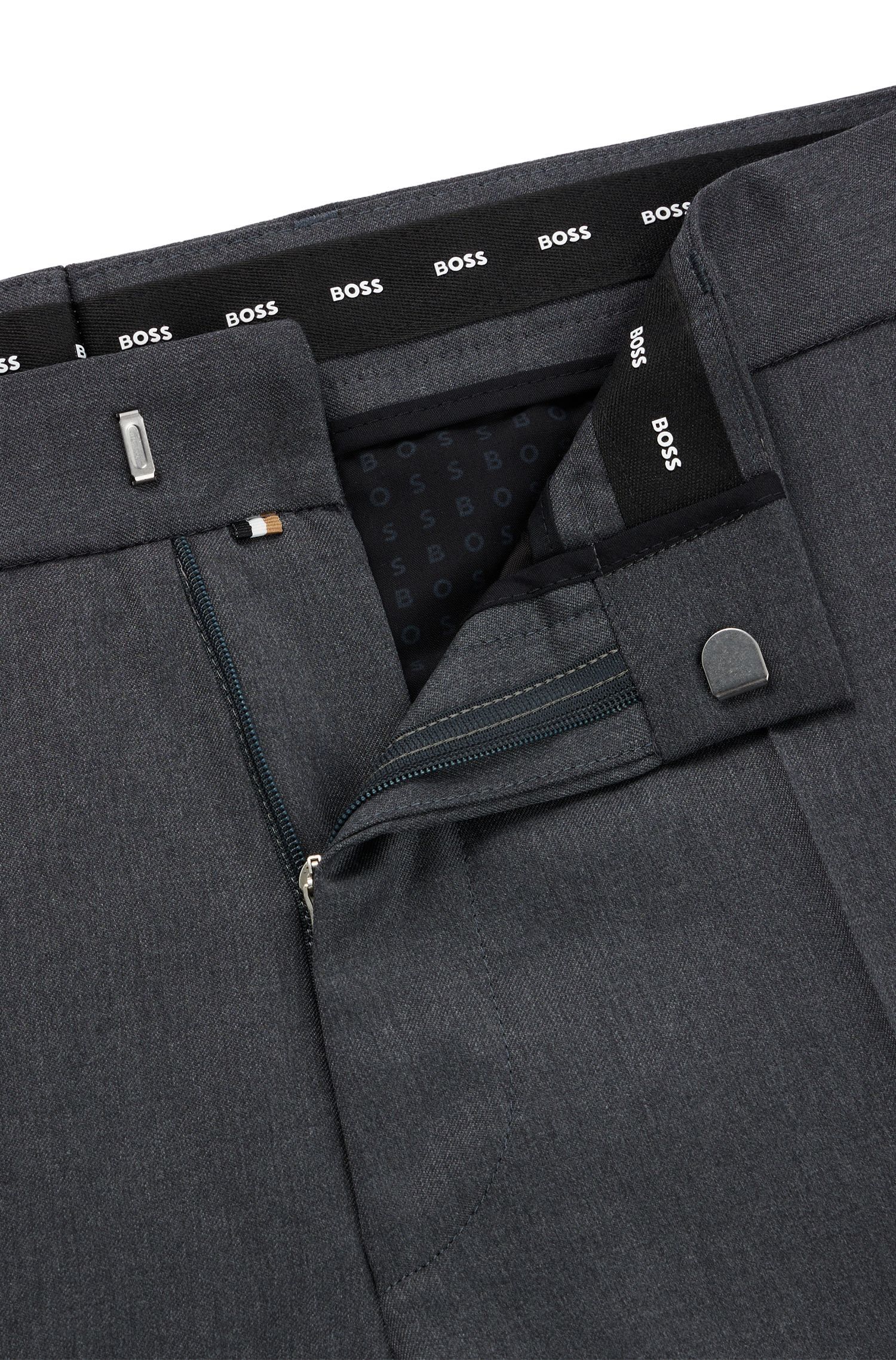 BOSS - Quần âu dáng regular fit vải len serge