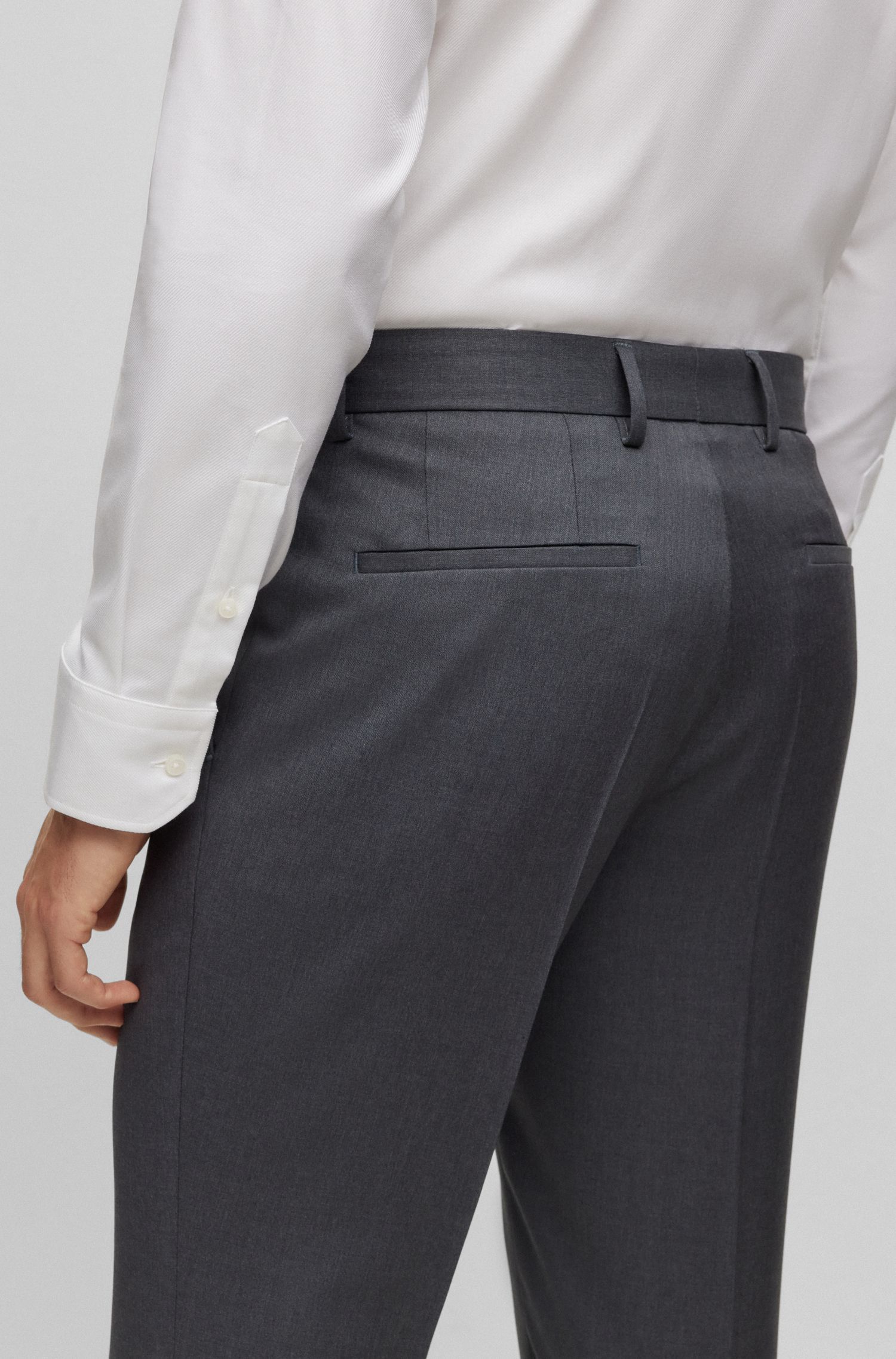 BOSS - Quần âu dáng regular fit vải len serge