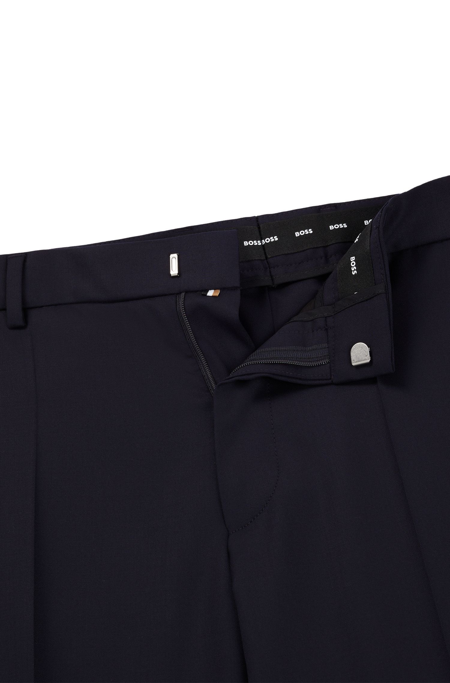 BOSS - Quần âu dáng regular fit vải len serge