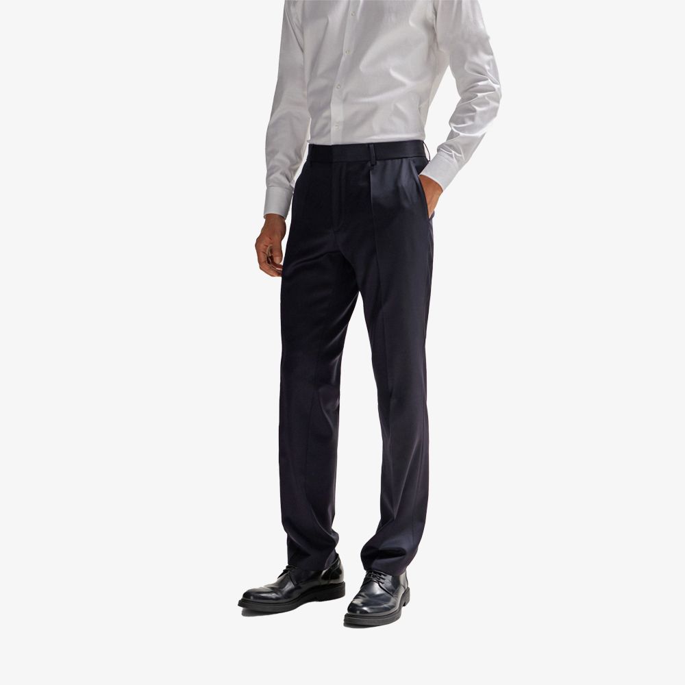 BOSS - Quần âu dáng regular fit vải len serge