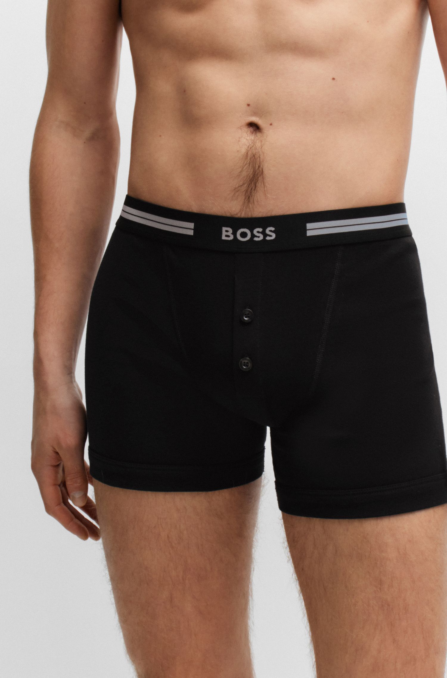BOSS - Quần lót dáng trunk cotton gân có logo