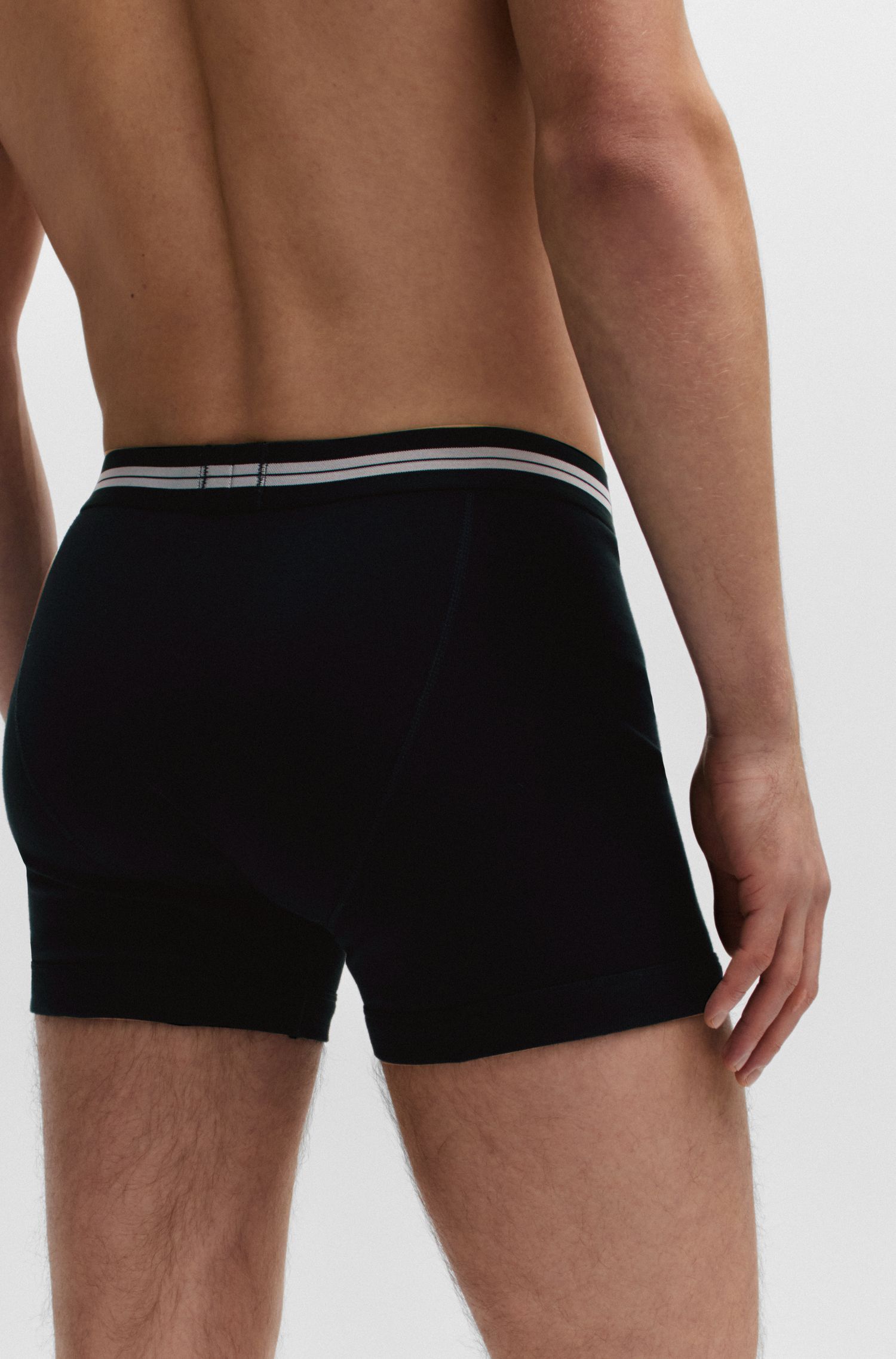 BOSS - Quần lót dáng trunk cotton gân có logo