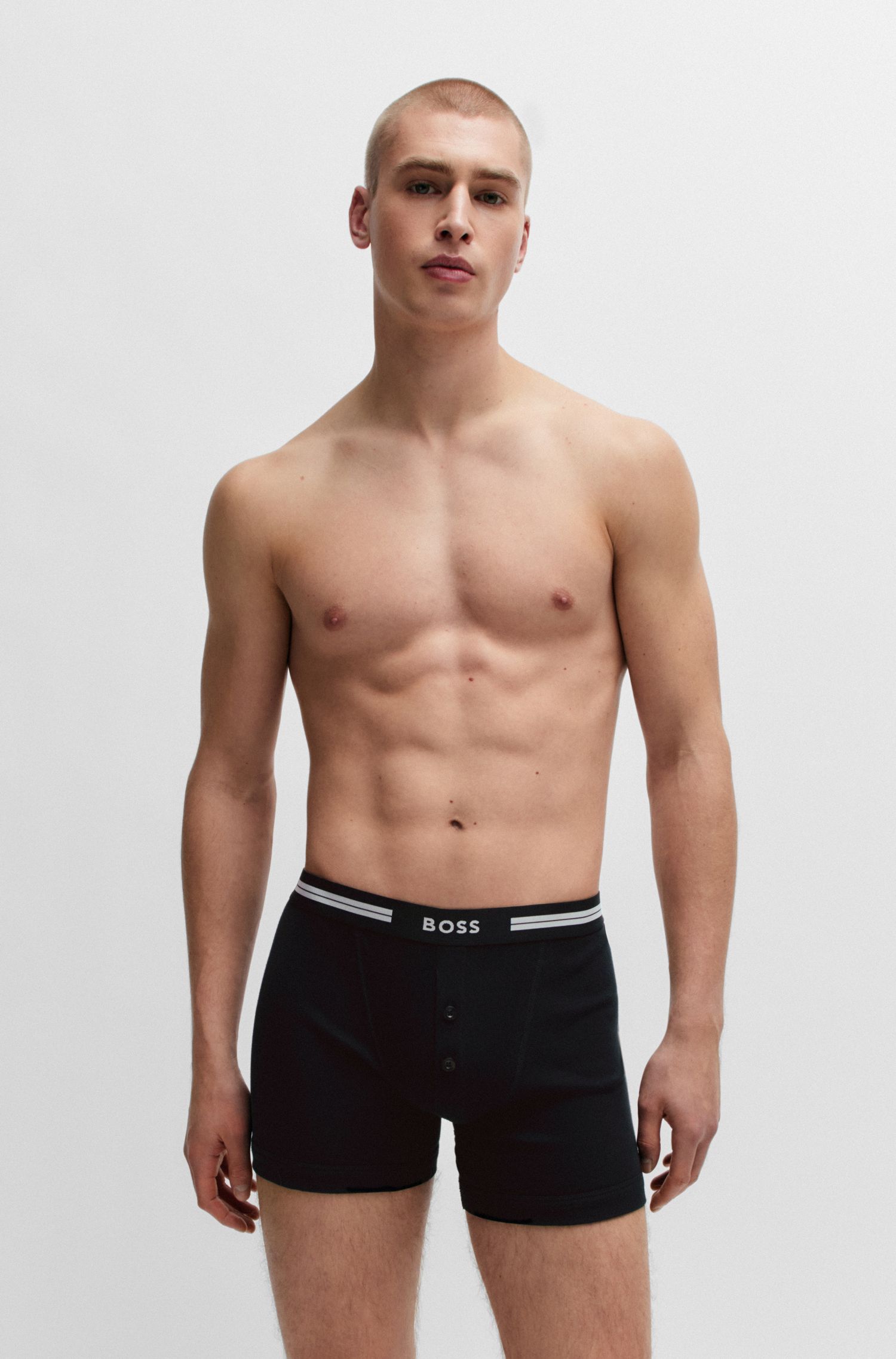 BOSS - Quần lót dáng trunk cotton gân có logo