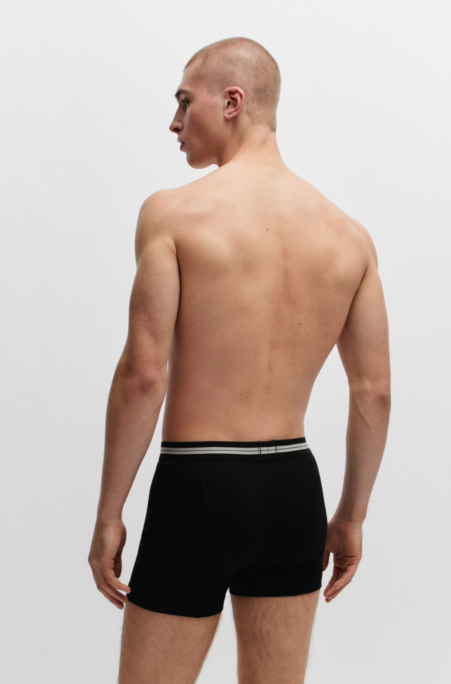 BOSS - Quần lót dáng trunk cotton gân có logo