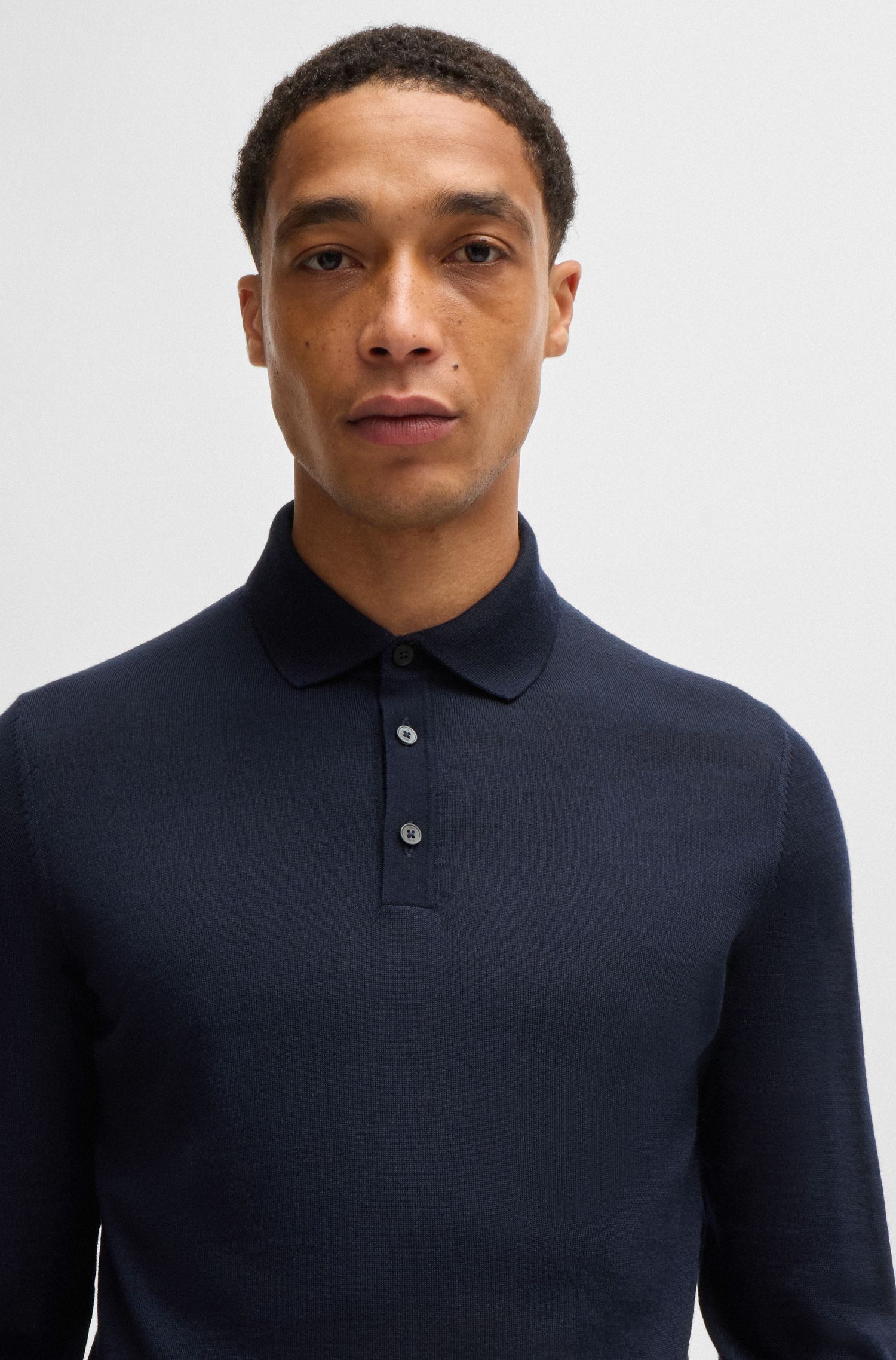 BOSS - Áo polo slim fit bằng len