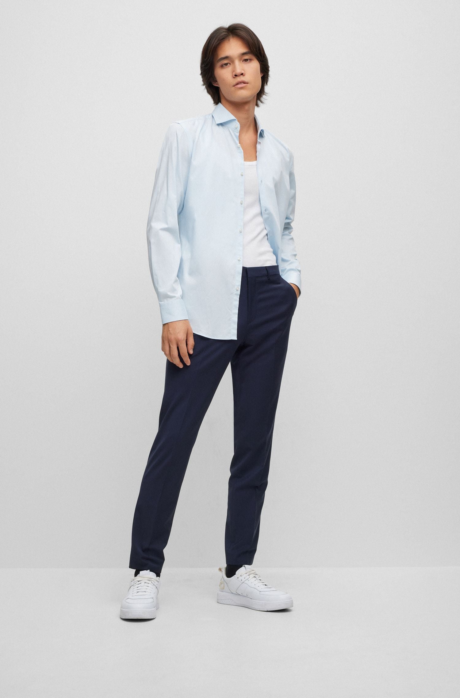 Sơ mi dáng ôm vải cotton