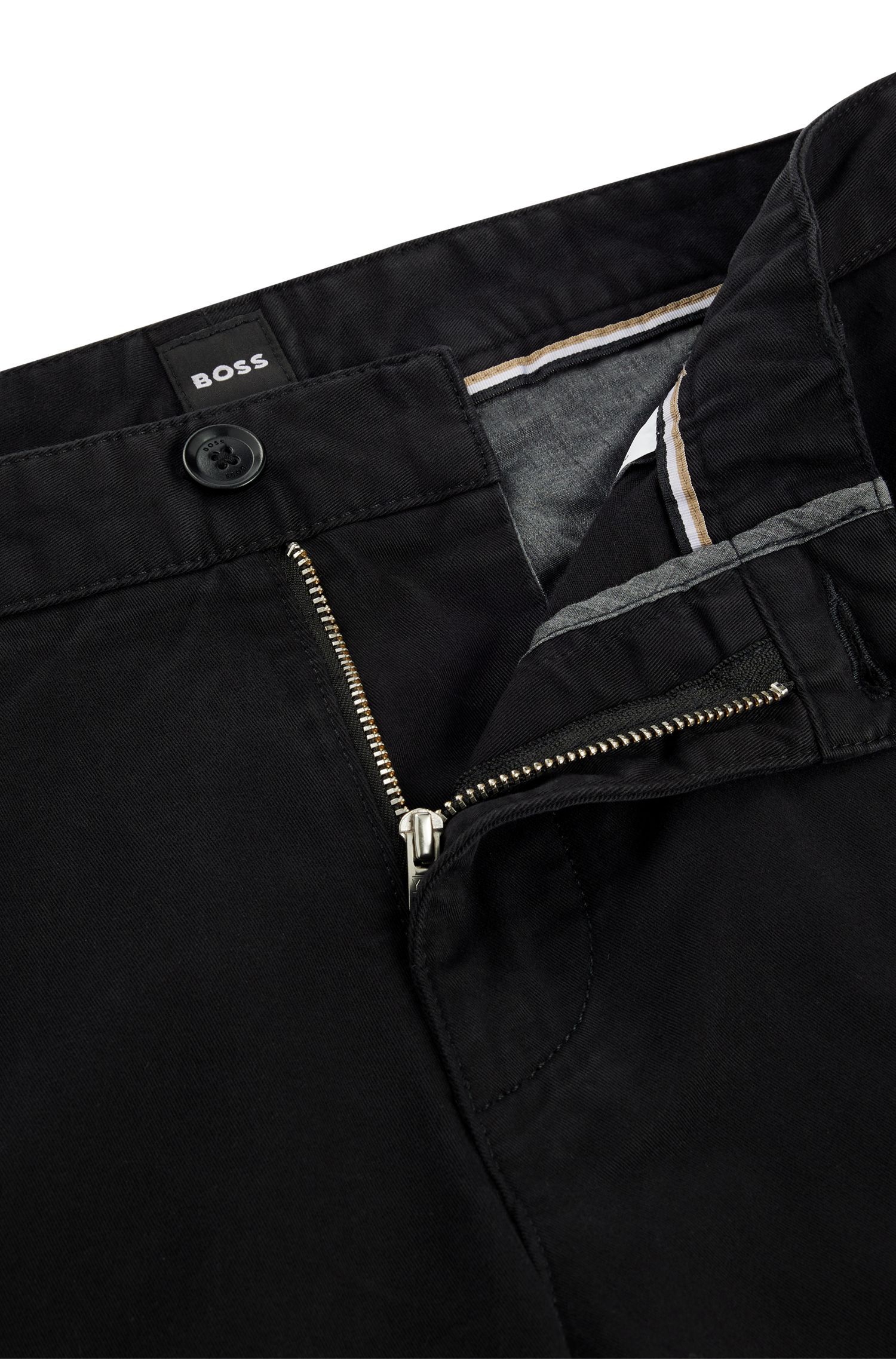 BOSS - Quần chinos dáng regular fit vải gabardine cotton co giãn