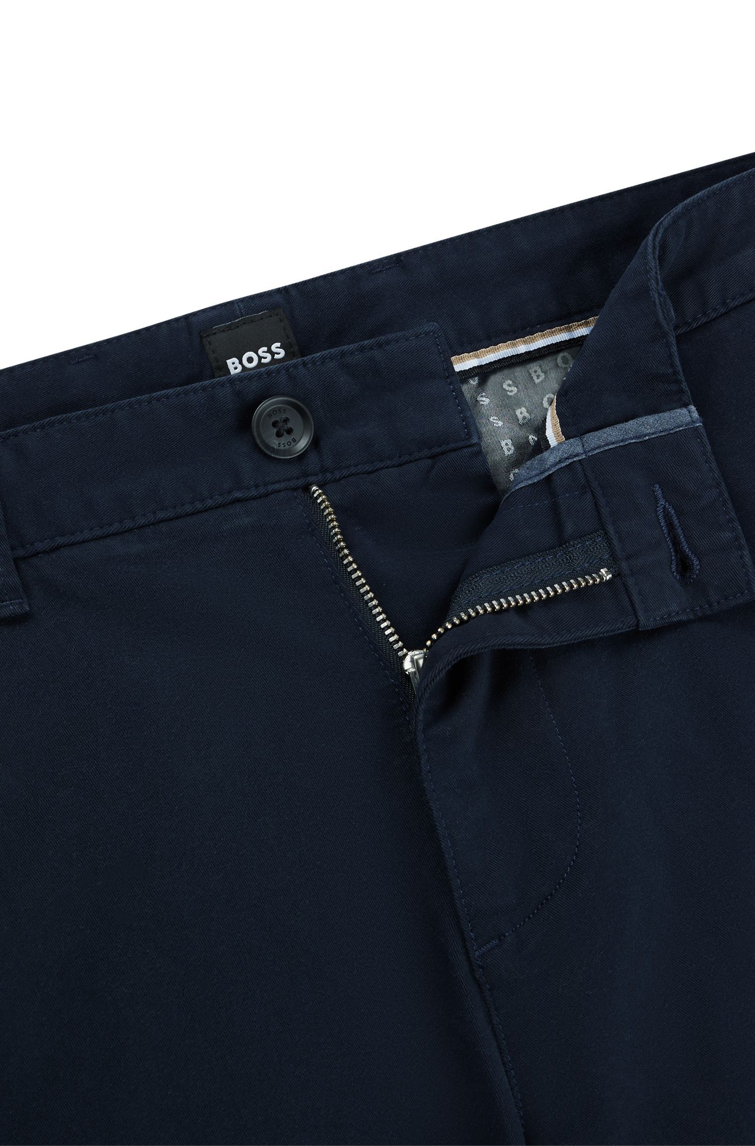 BOSS - Quần chinos dáng regular fit vải gabardine cotton co giãn