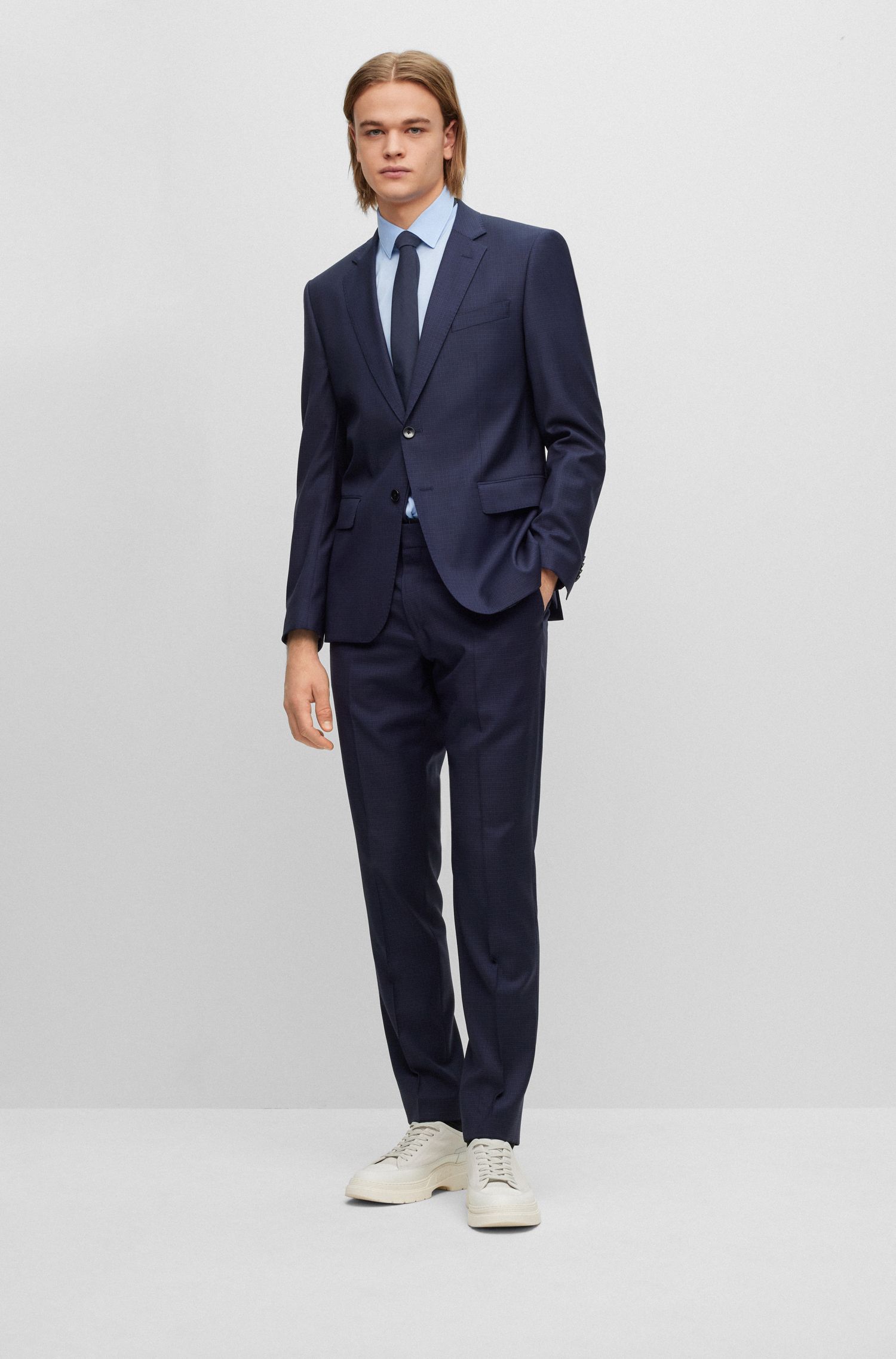 BOSS - Áo sơ mi dáng ôm slim fit với cổ kent