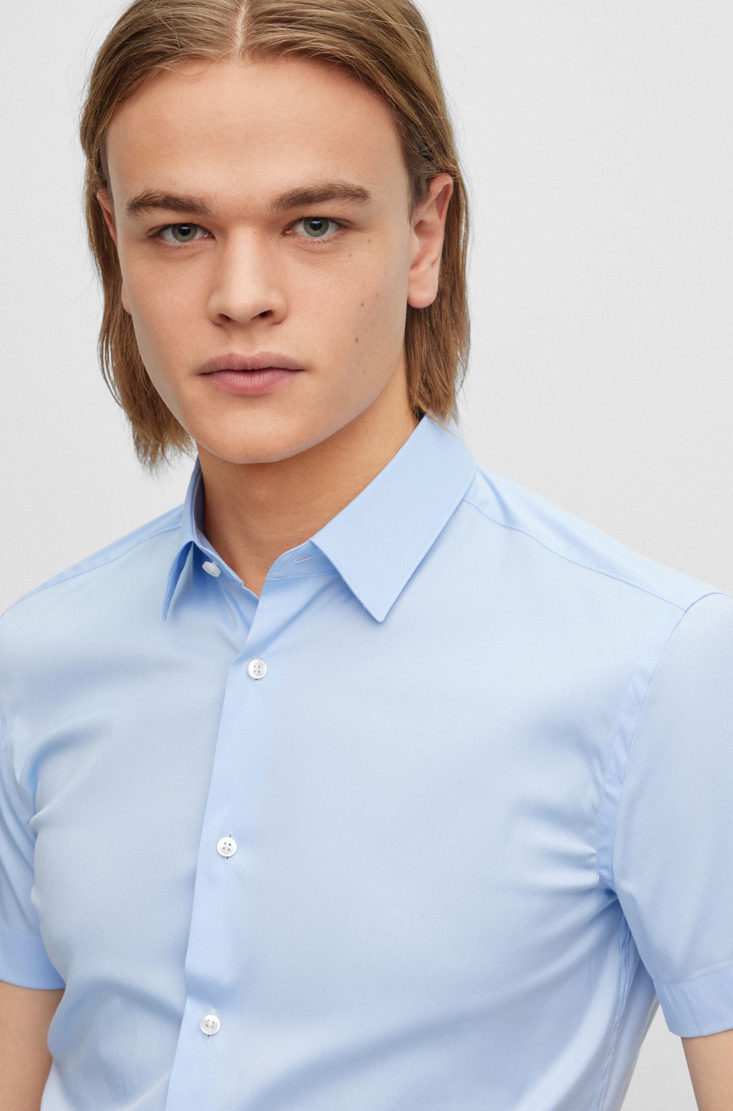 BOSS - Áo sơ mi dáng ôm slim fit với cổ kent