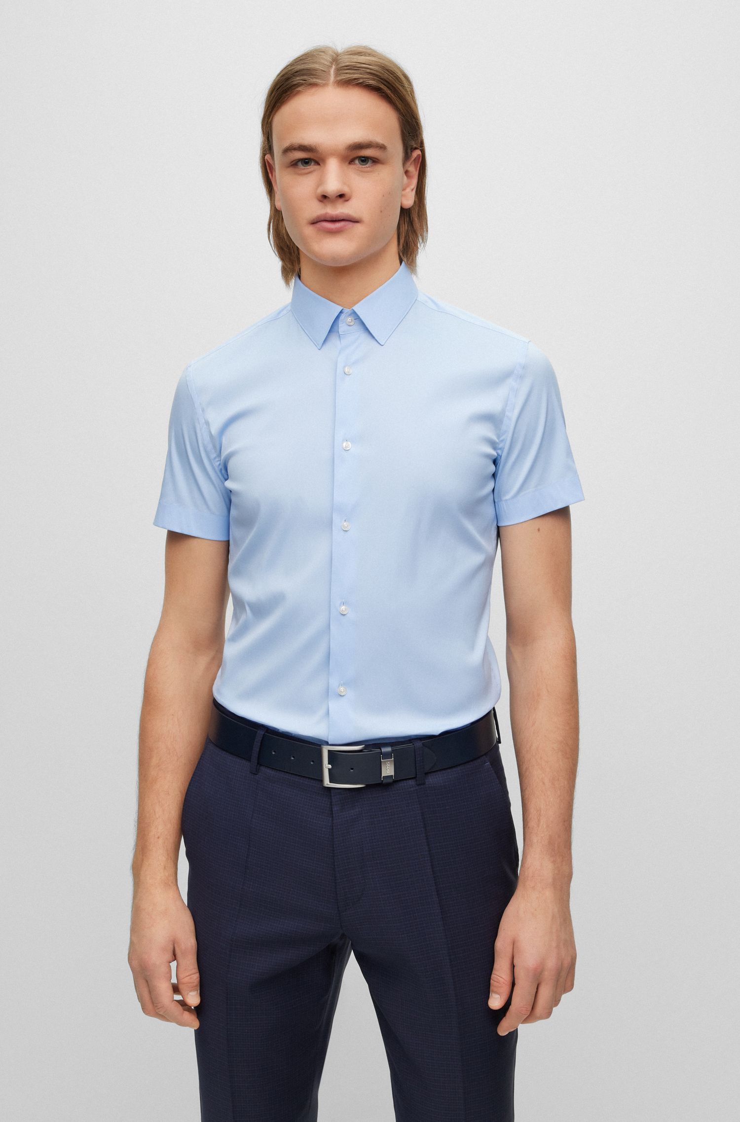 BOSS - Áo sơ mi dáng ôm slim fit với cổ kent