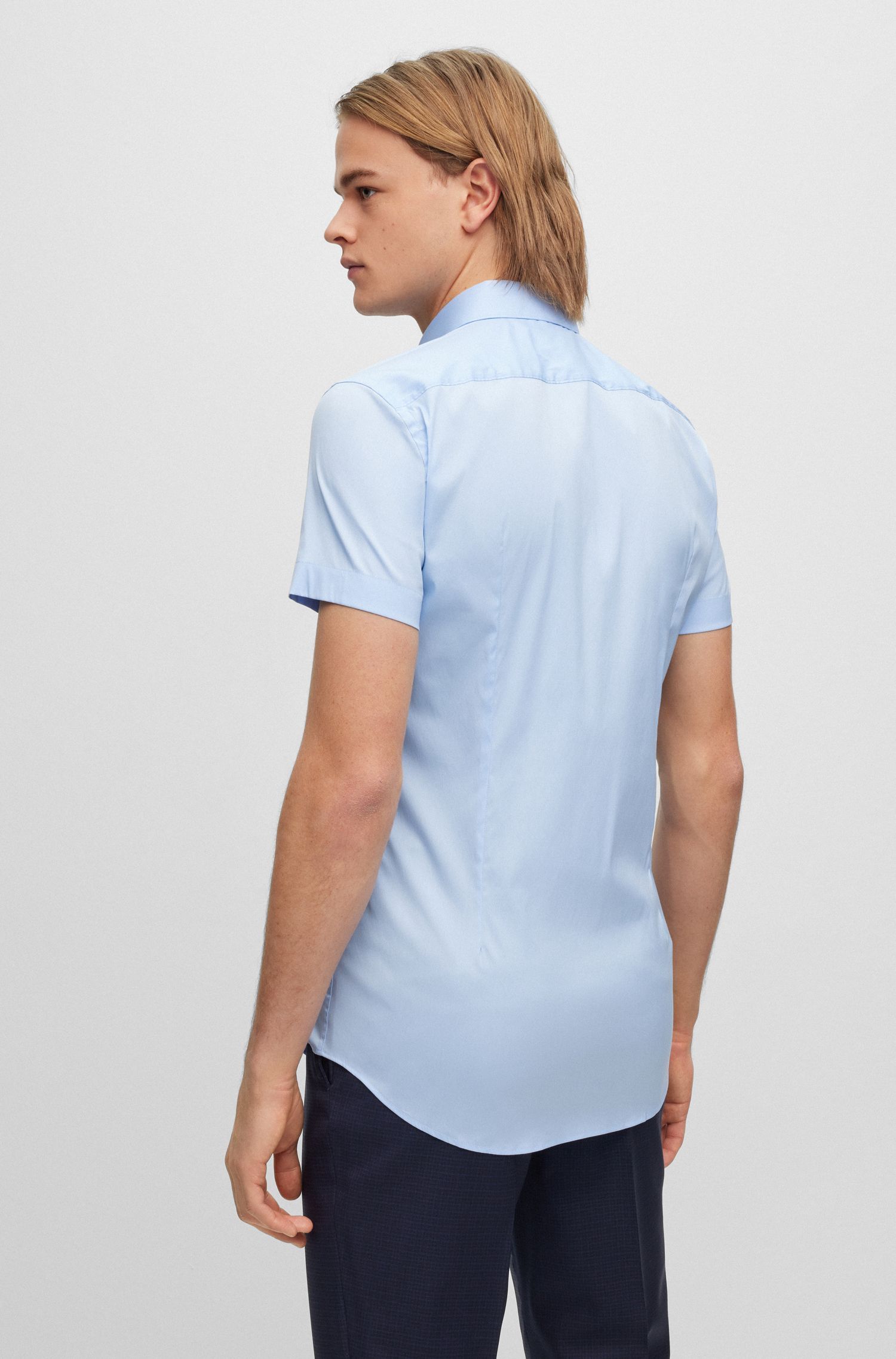 BOSS - Áo sơ mi dáng ôm slim fit với cổ kent