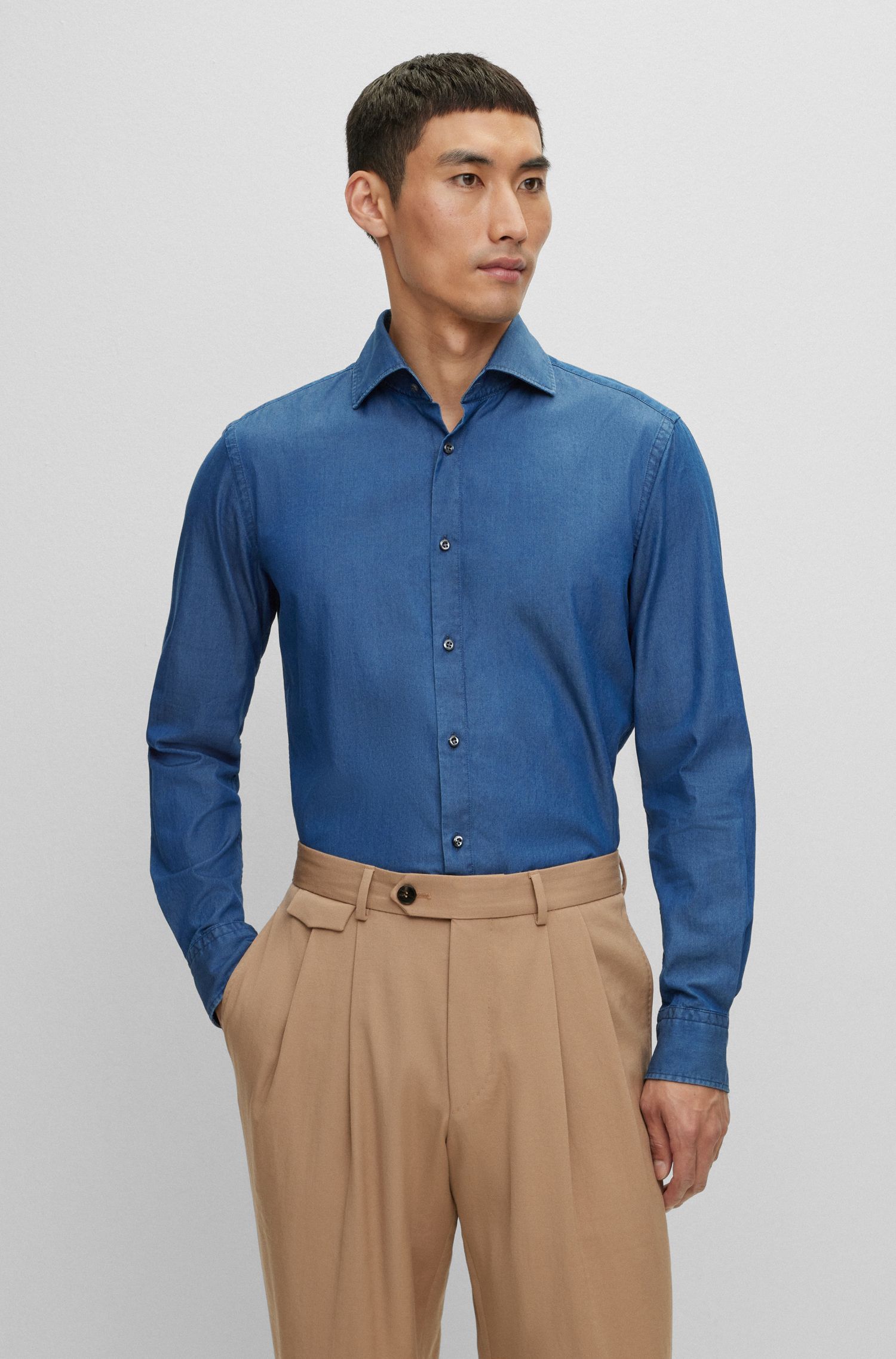 Áo sơ mi vải denim cotton