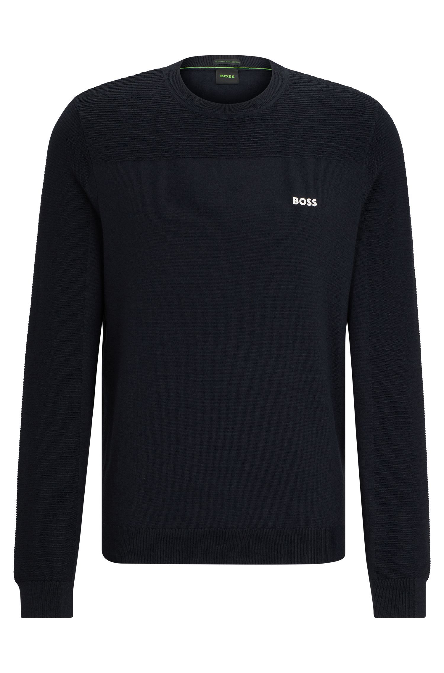 BOSS - Áo sweater cổ tròn với logo từ vải dry-flex thoáng khí
