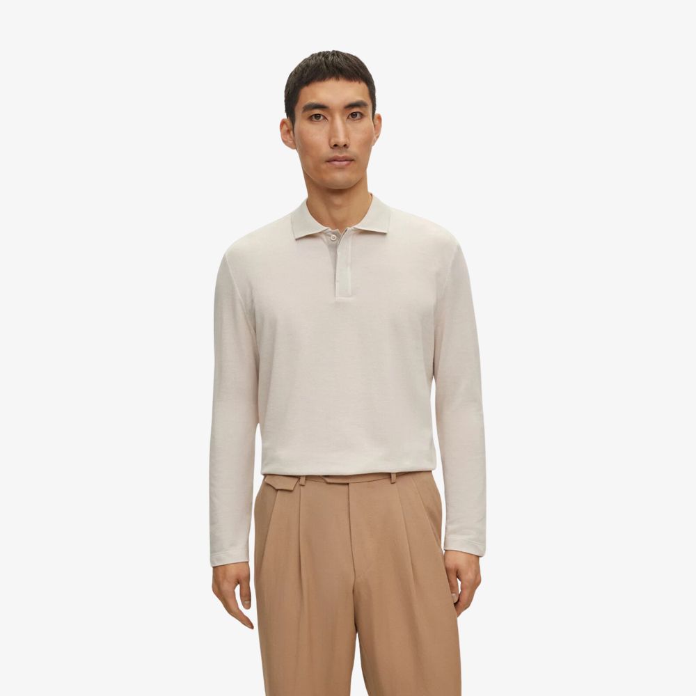BOSS - Áo polo regular-fit chất cotton và cashmere