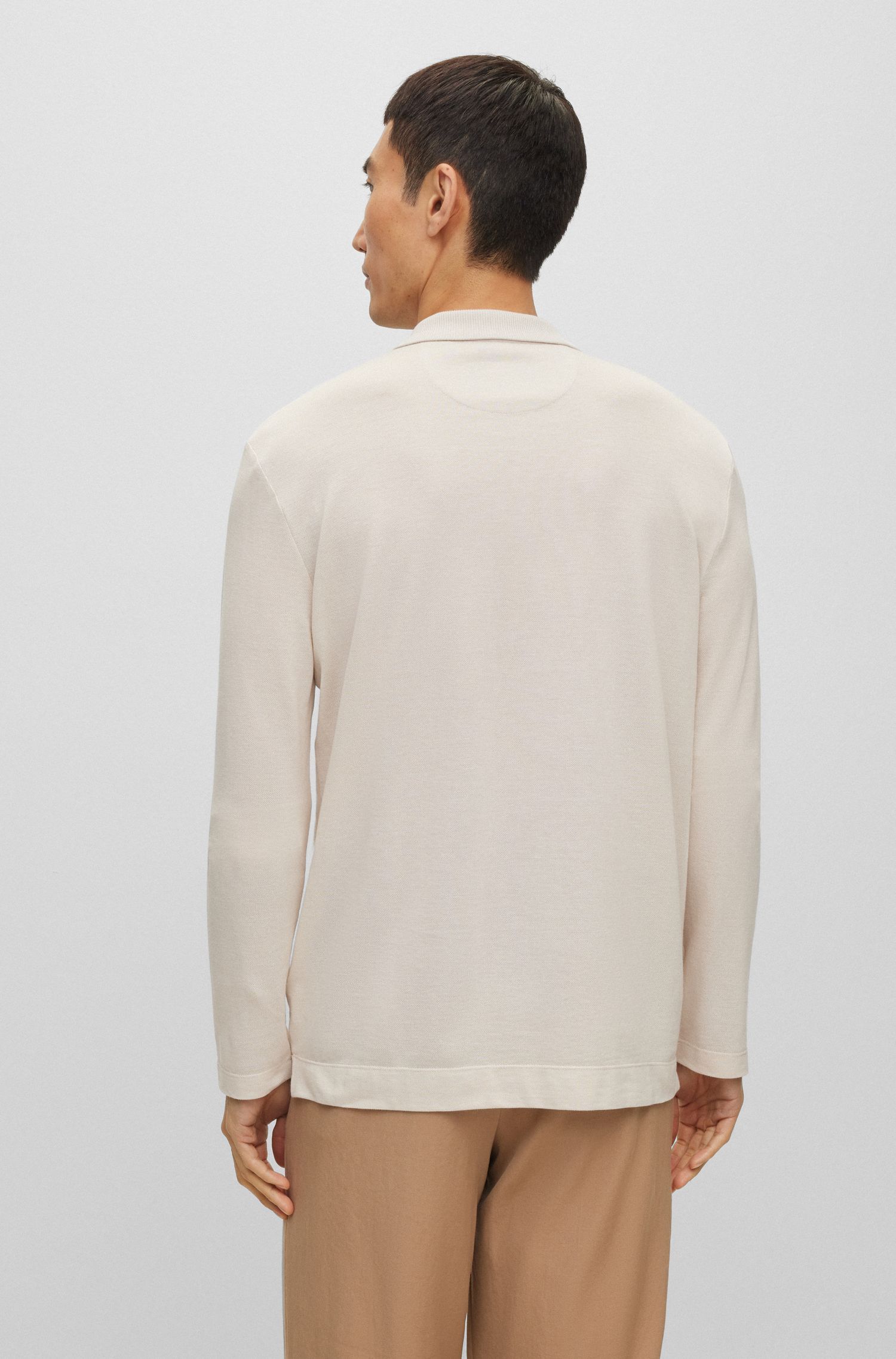 BOSS - Áo polo regular-fit chất cotton và cashmere