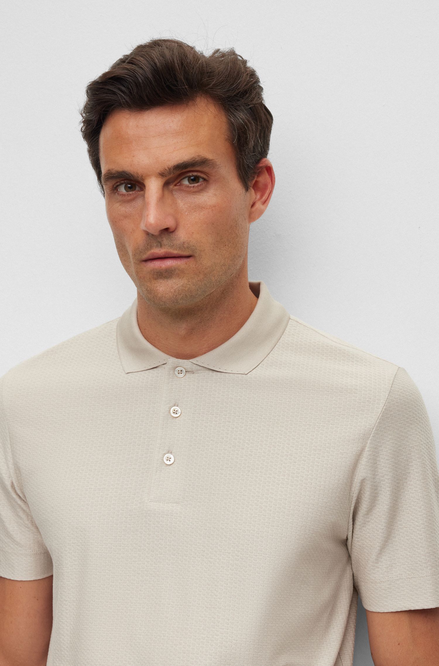 BOSS - Áo polo cotton pha lụa