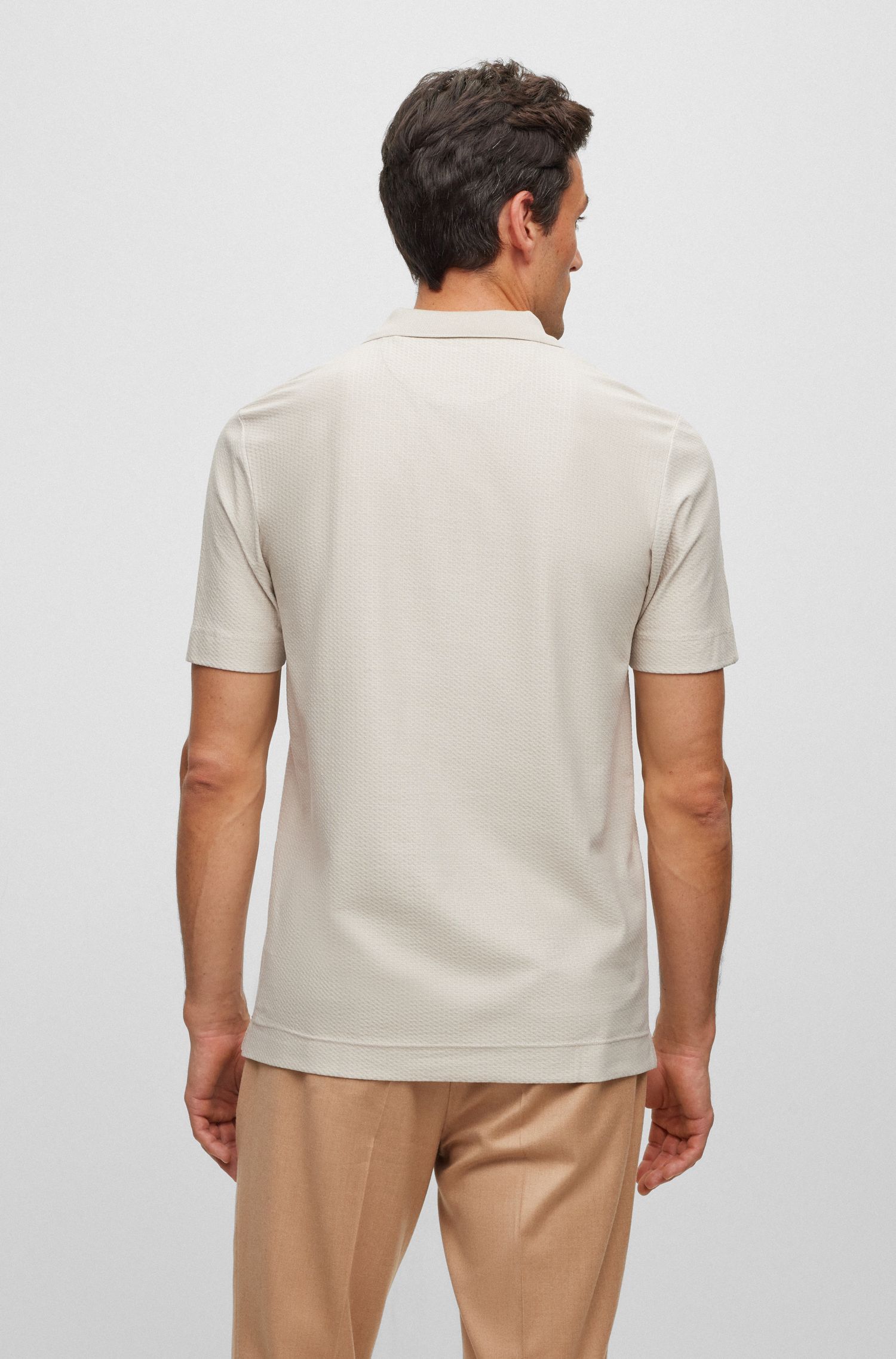 BOSS - Áo polo cotton pha lụa