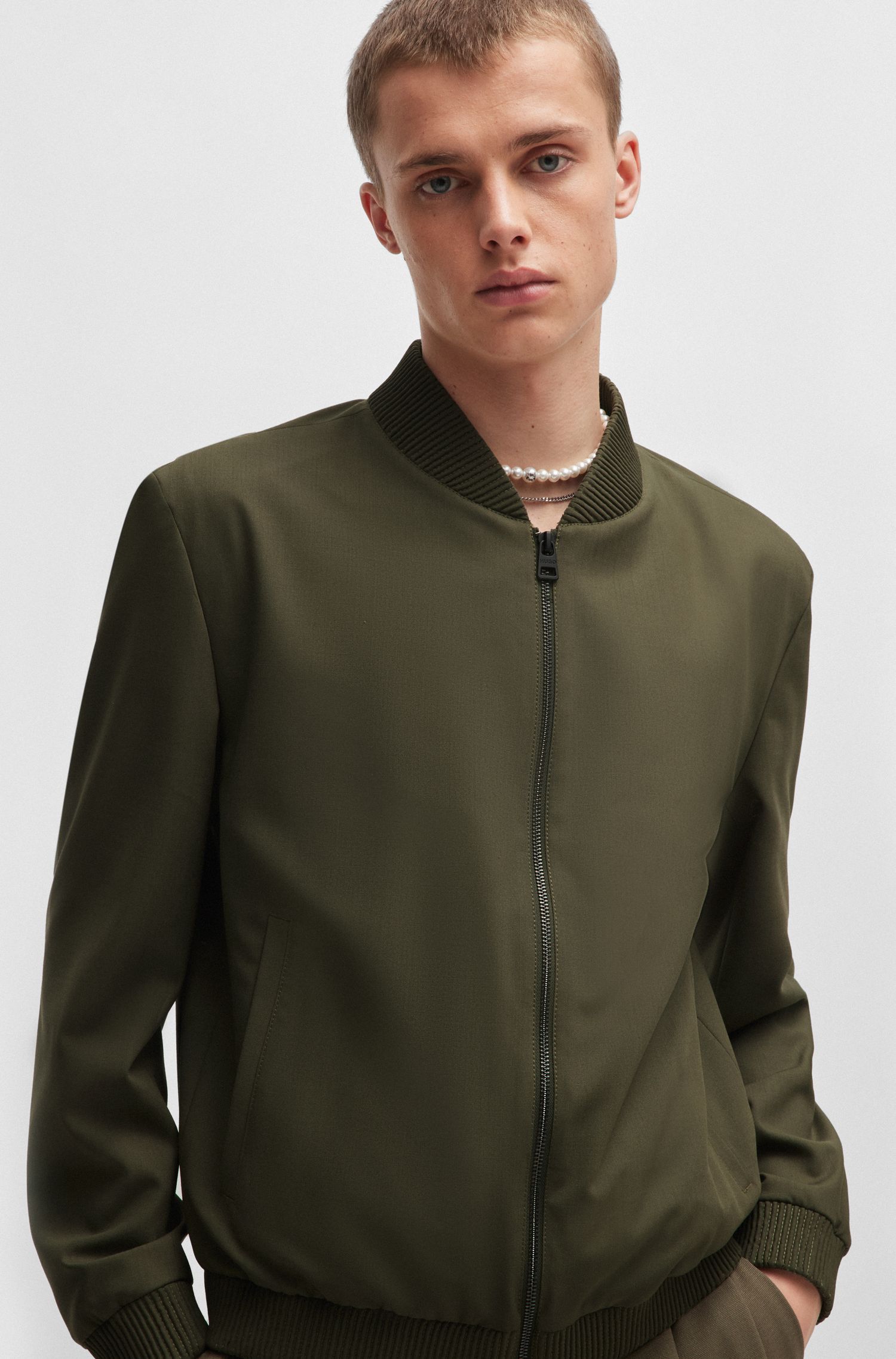 HUGO - Áo khoác dáng ôm slim fit vải co giãn tốt