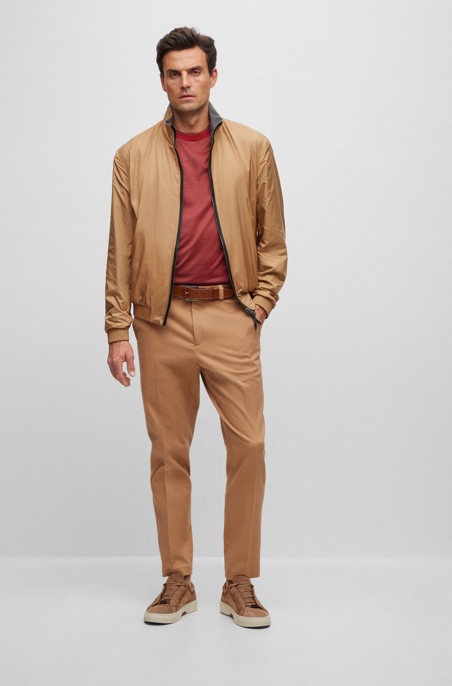 BOSS - Áo thun cotton lụa