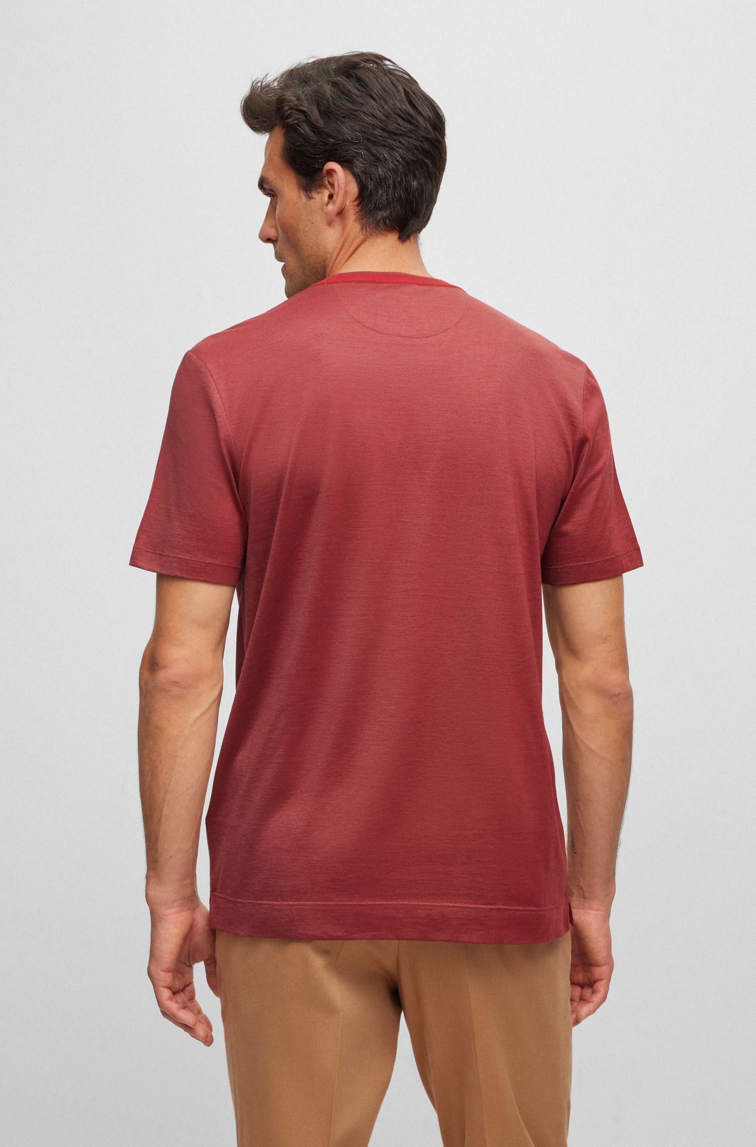 BOSS - Áo thun cotton lụa