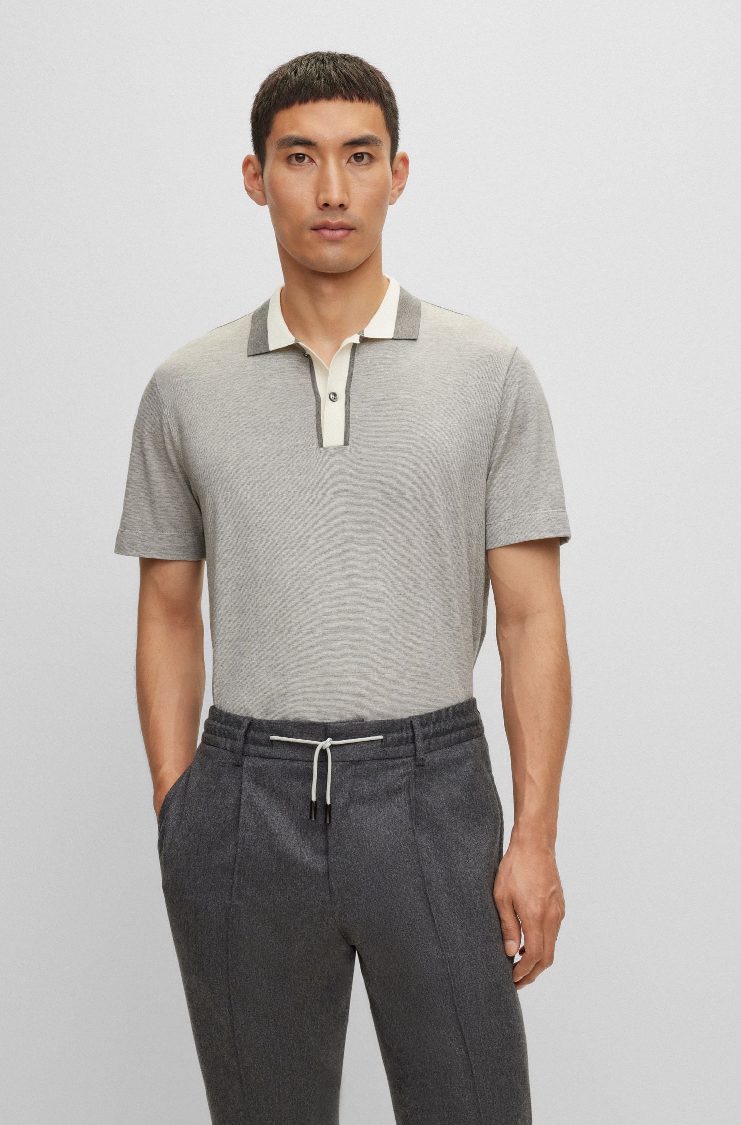 Áo polo regular-fit chất cotton và lụa