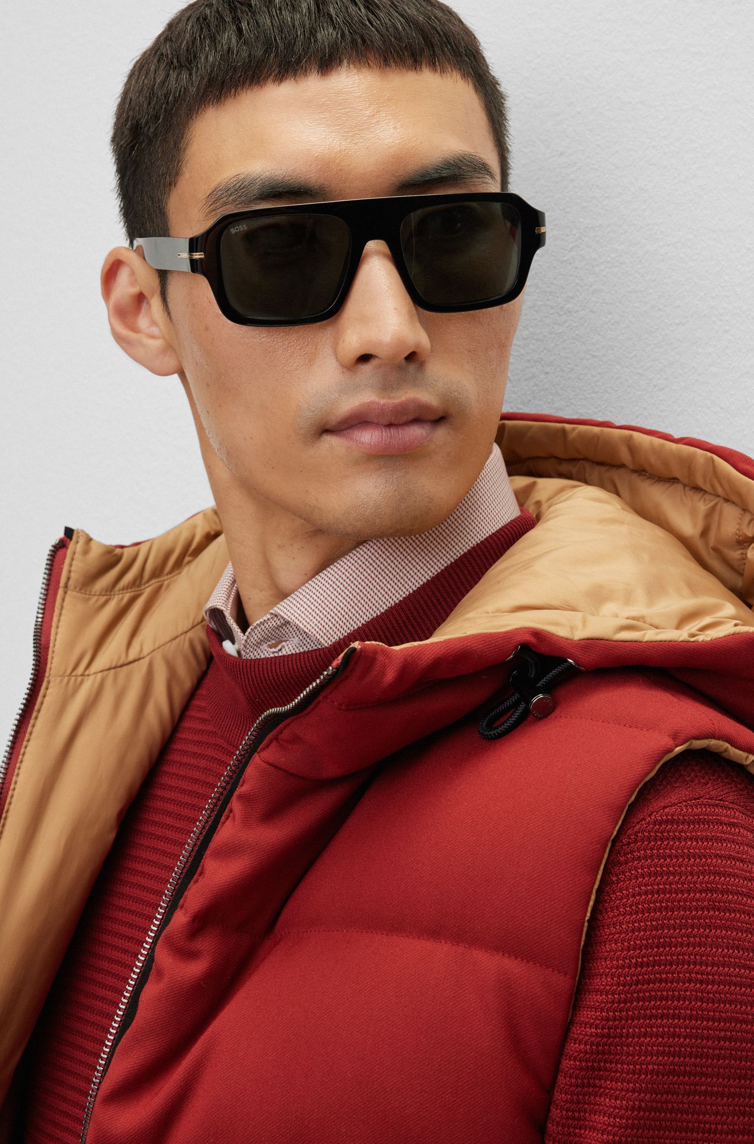 BOSS - Áo sơ mi ôm dáng chất liệu cotton dobby (