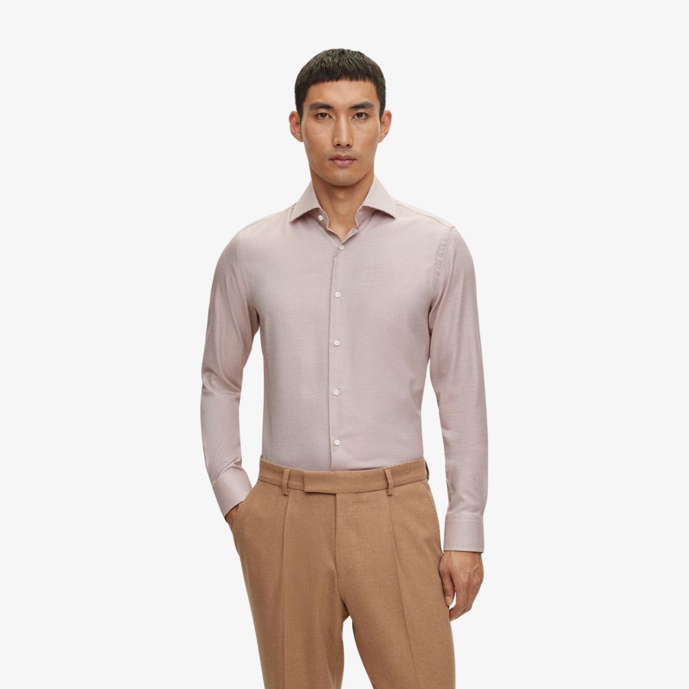 BOSS - Áo sơ mi ôm dáng chất liệu cotton dobby (