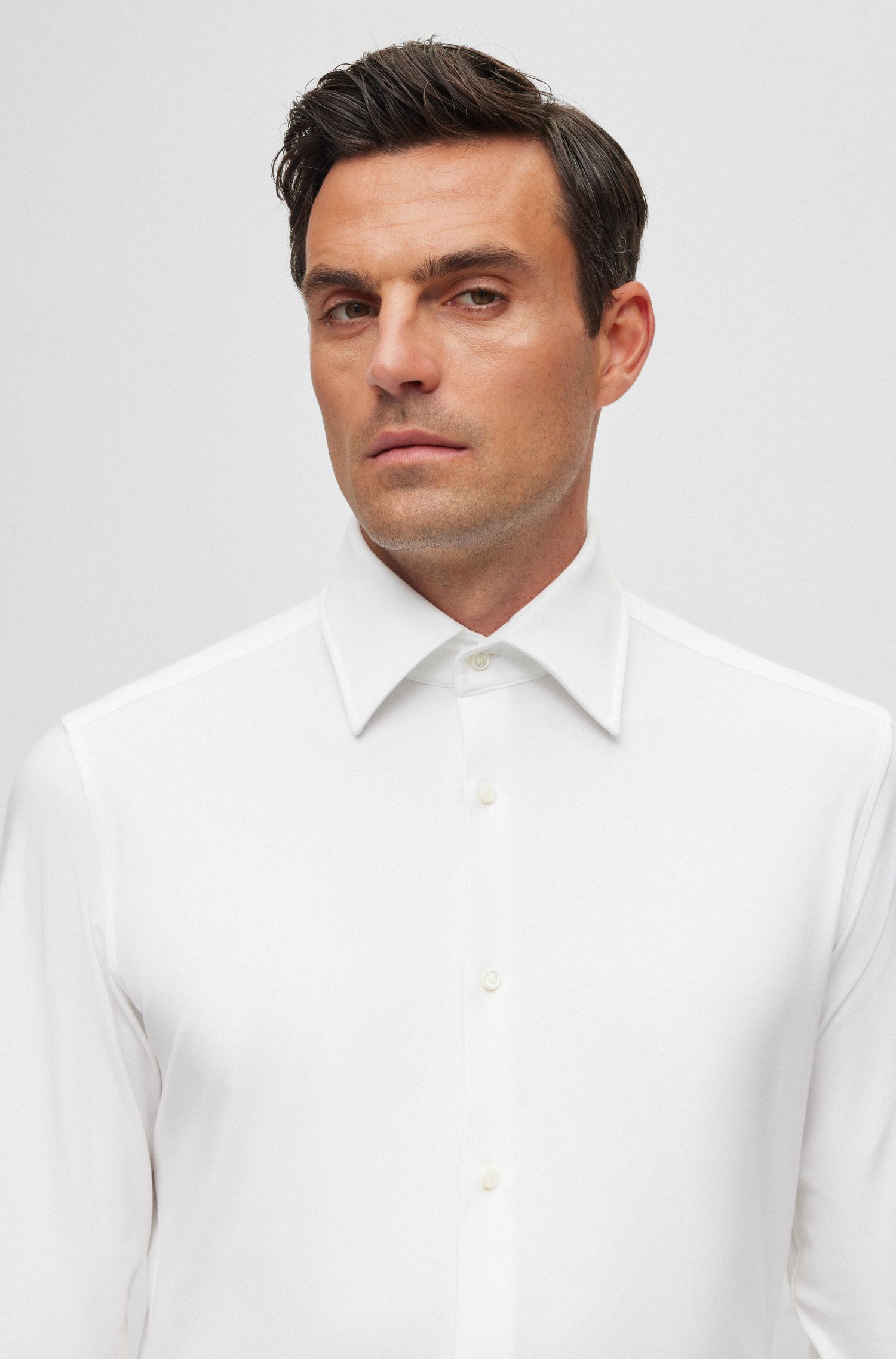 BOSS - Áo sơ mi cotton co giãn