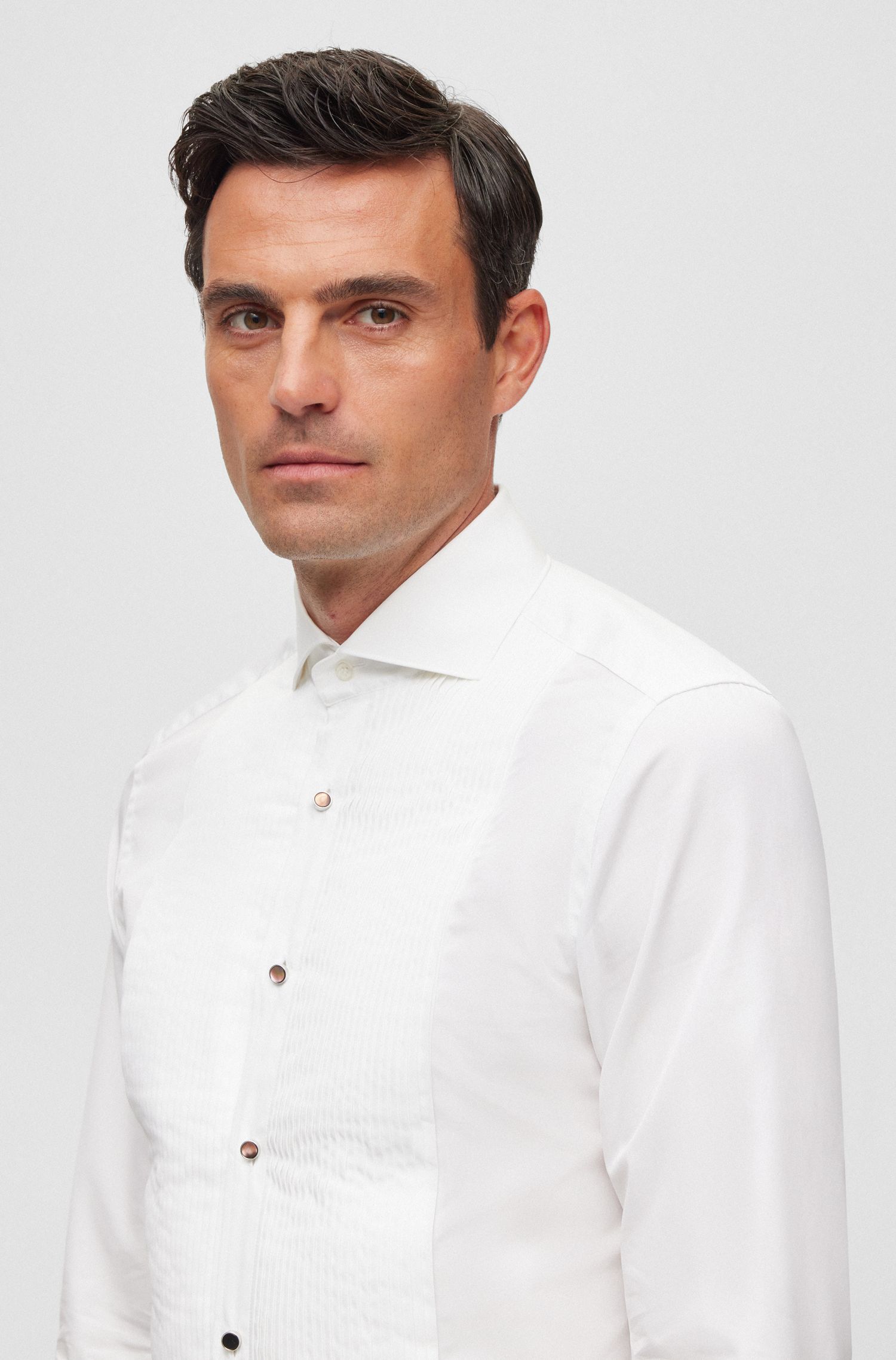 BOSS - Sơ mi vải poplin cotton sản xuất tại Ý