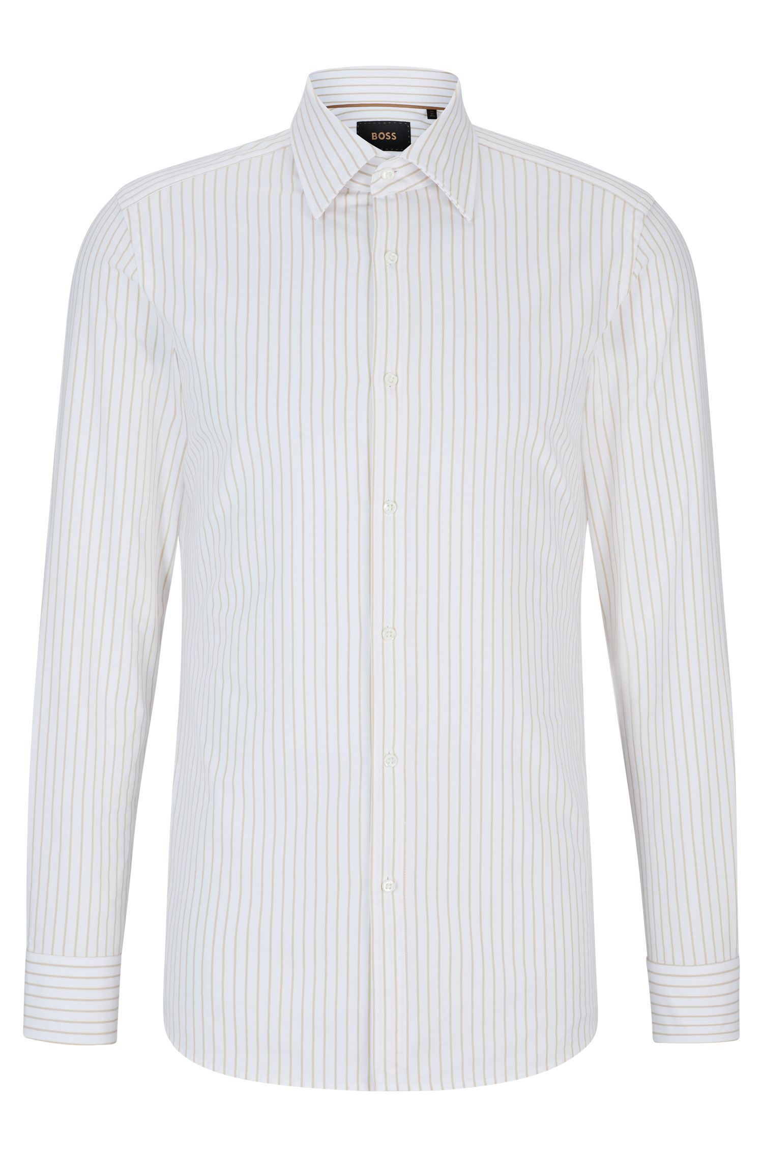 BOSS - Sơ mi dáng vải chéo cotton sọc