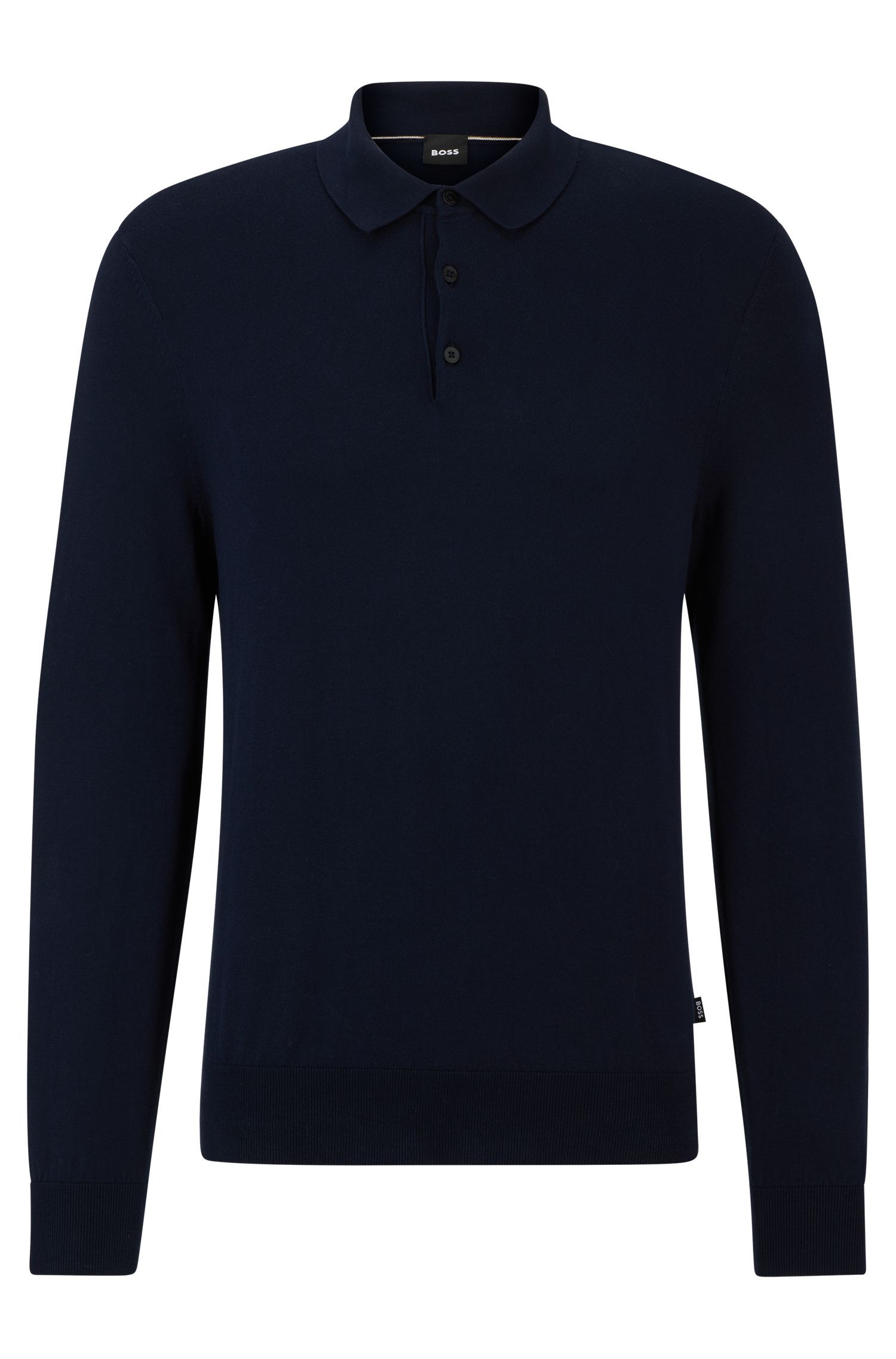 BOSS - Áo polo sweater dáng regular-fit vải cotton jersey