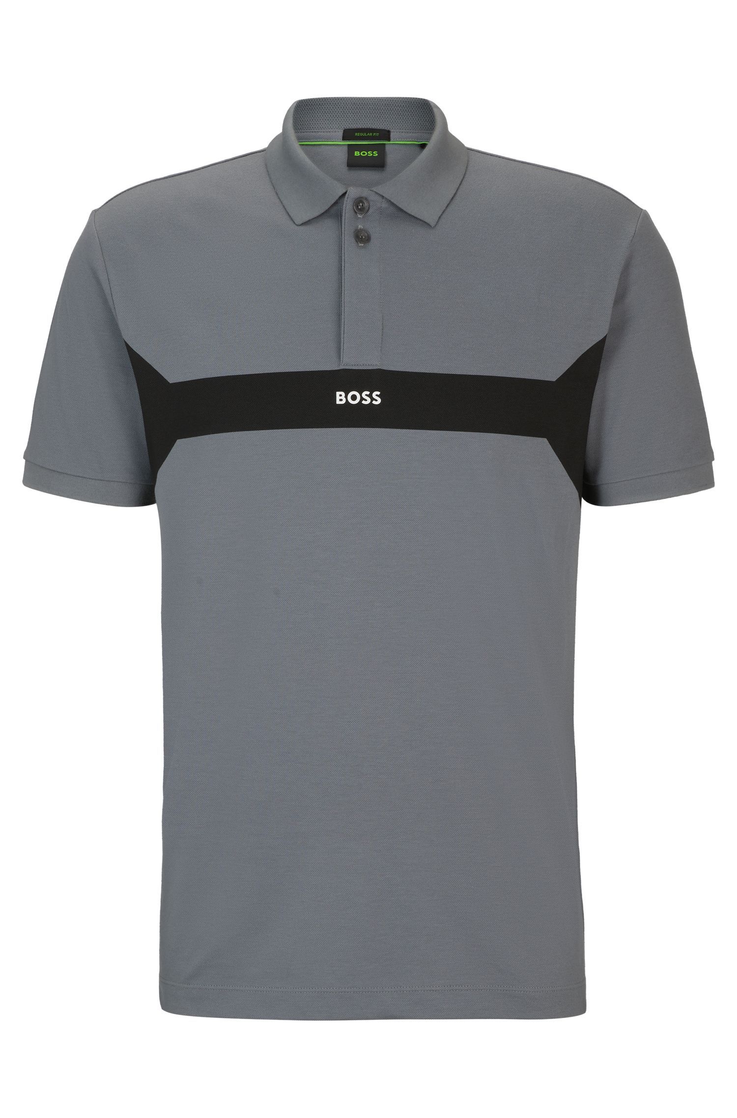 BOSS - Áo polo cotton pique với phối màu và logo