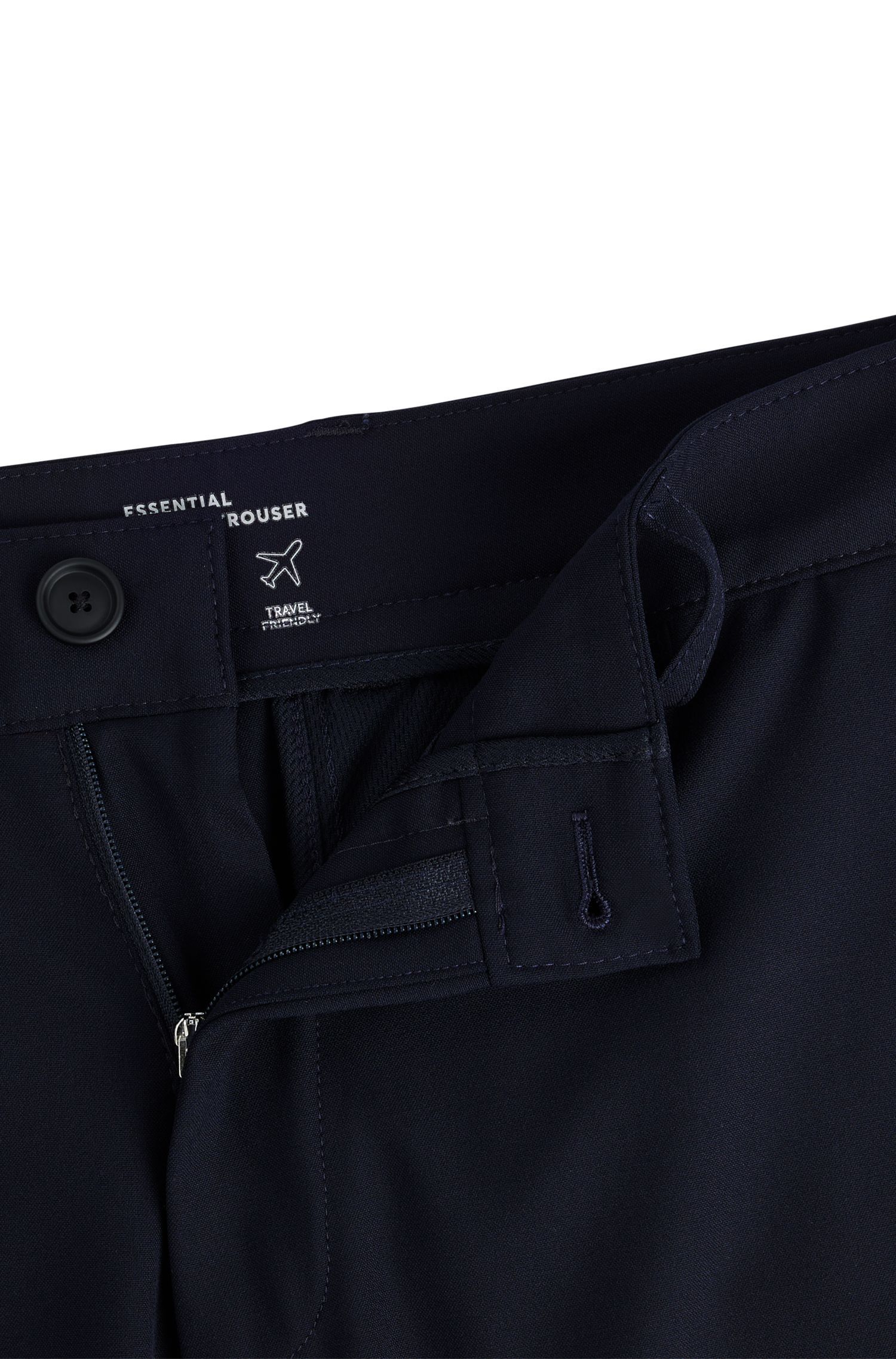 BOSS - Quần âu dáng ôm slim fit vải co giãn hoạ tiết nhỏ