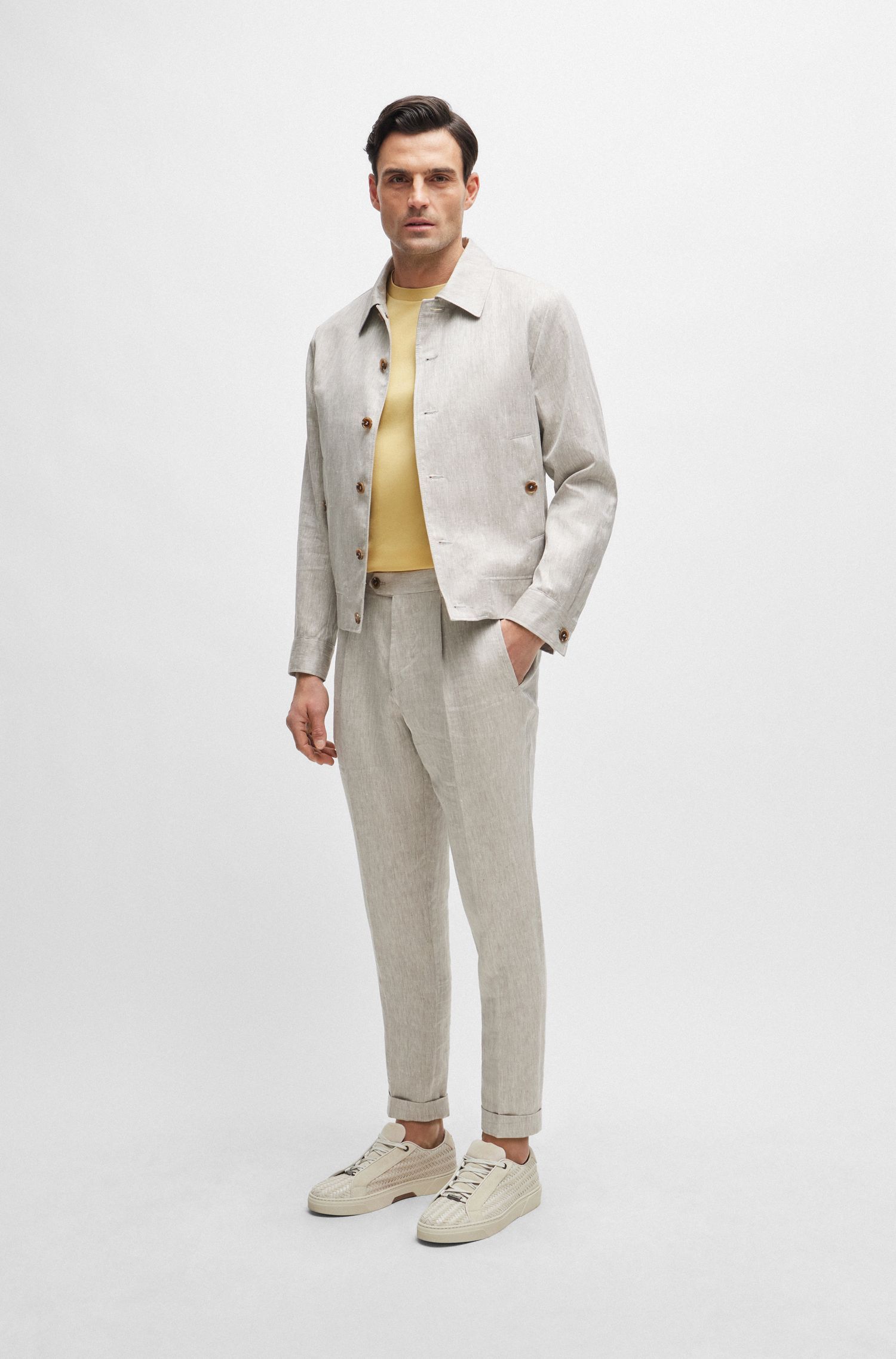 BOSS - Áo thun dáng regular fit vải cotton mercerized